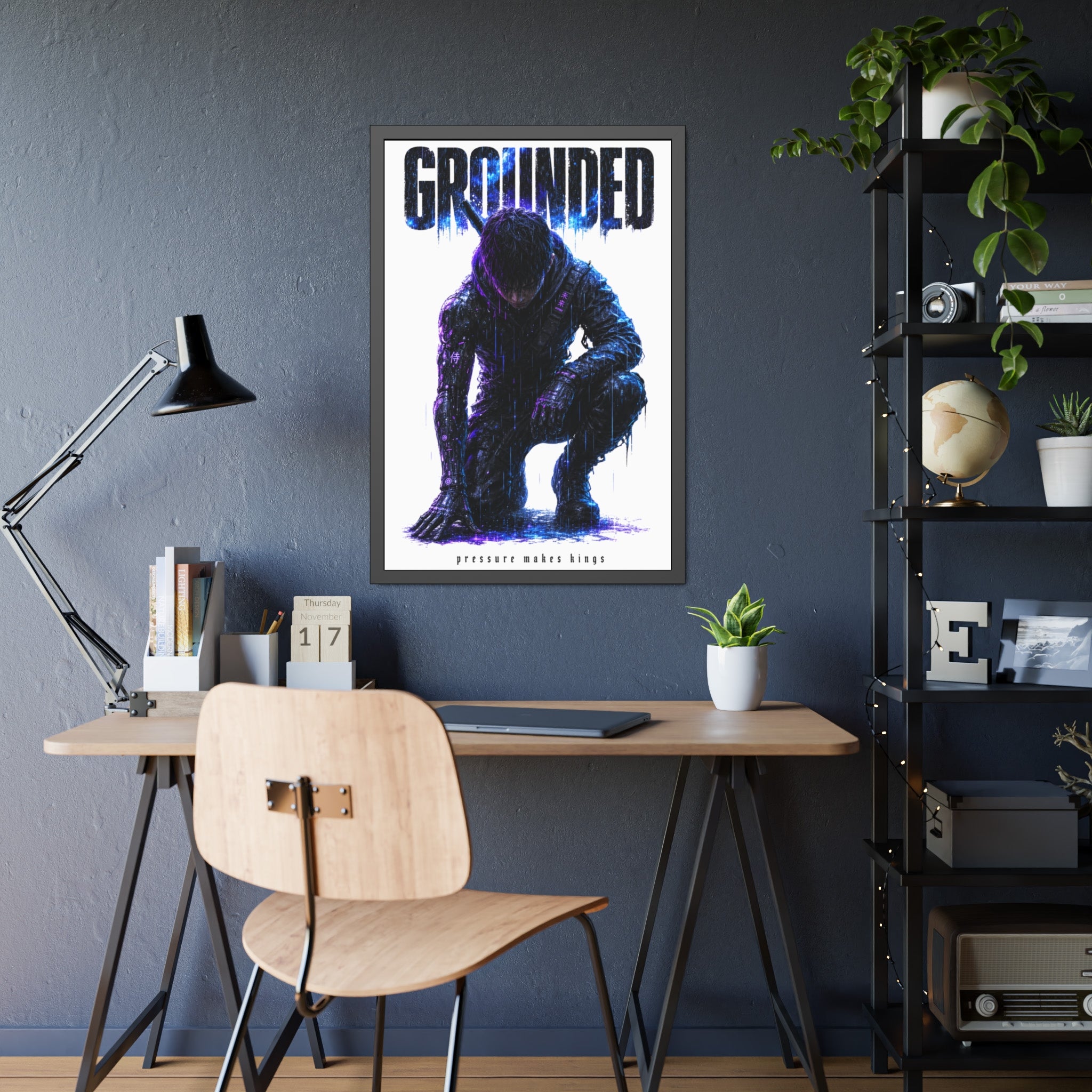 Framed Poster — 'GROUNDED' Motivational Sci‑Fi Art