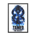 Framed Poster — "Tamed the Beast" Blue Dragon Fantasy Art