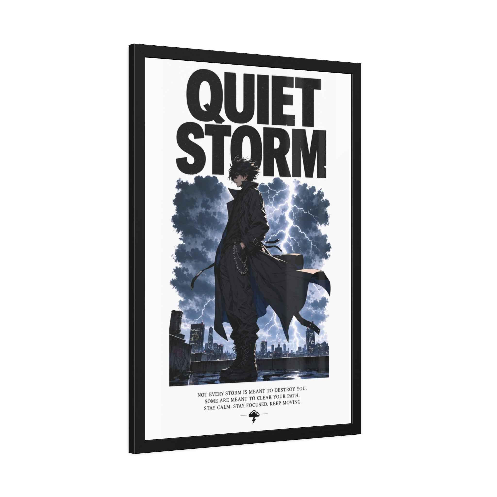 Framed Poster — "Quiet Storm" Dark Urban Lightning Art Print
