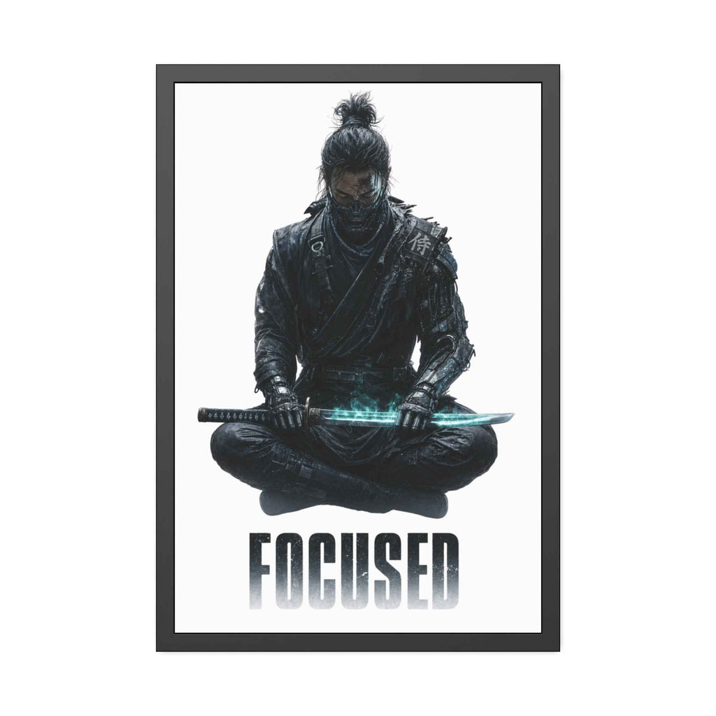 Focused Samurai Framed Poster — Motivational Wall Art