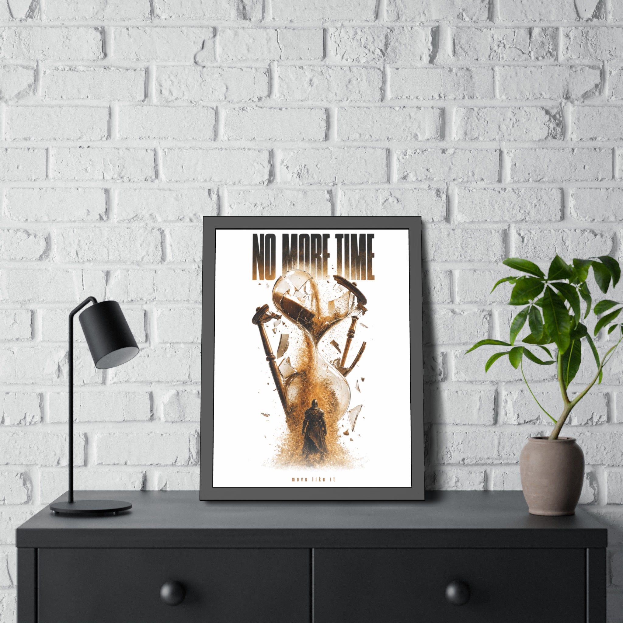 Framed Poster — "No More Time" Hourglass Art Print