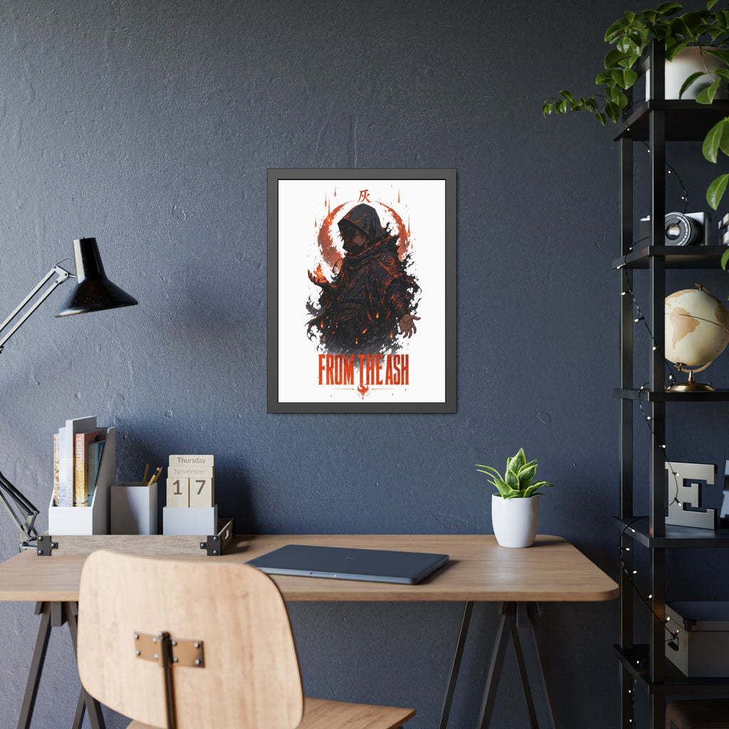 From the Ash Framed Poster — Dark Fantasy Hooded Figure Wall Art