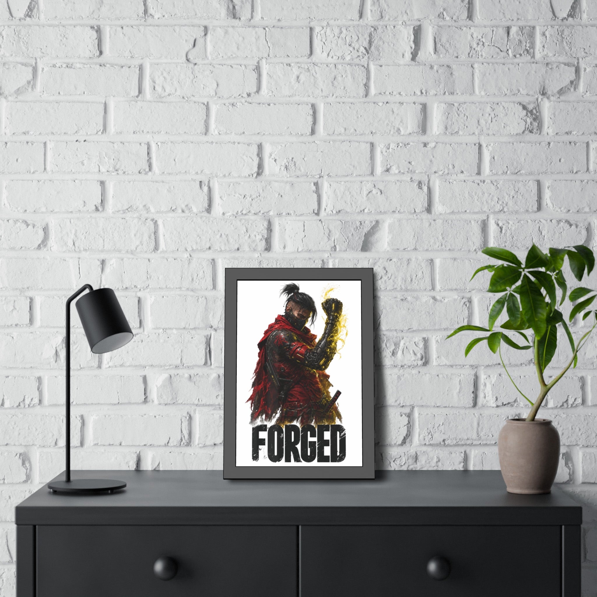 Forged Warrior Framed Poster — Samurai Fantasy Art Print