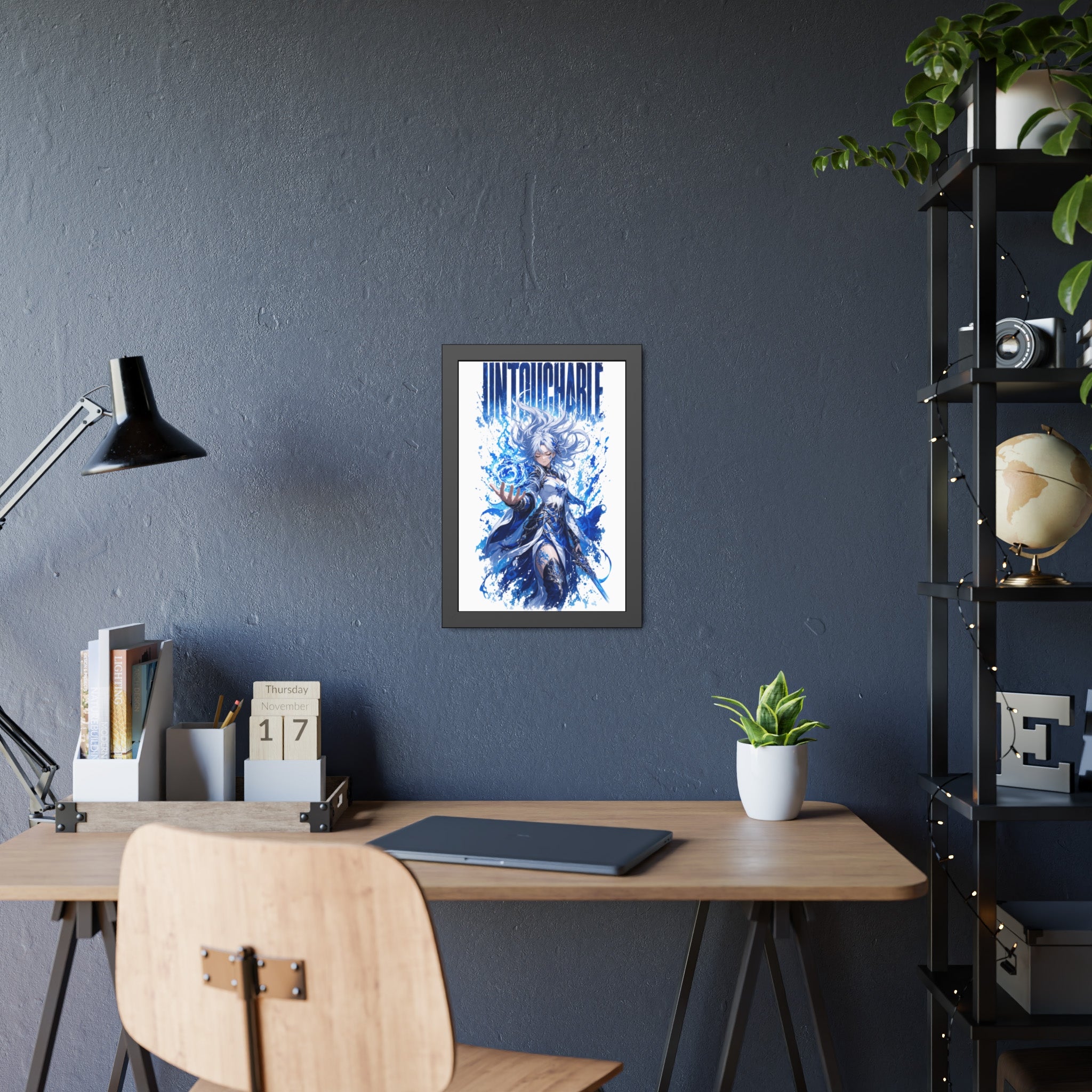 Untouchable Framed Art Poster — Blue Fantasy Sorceress Print
