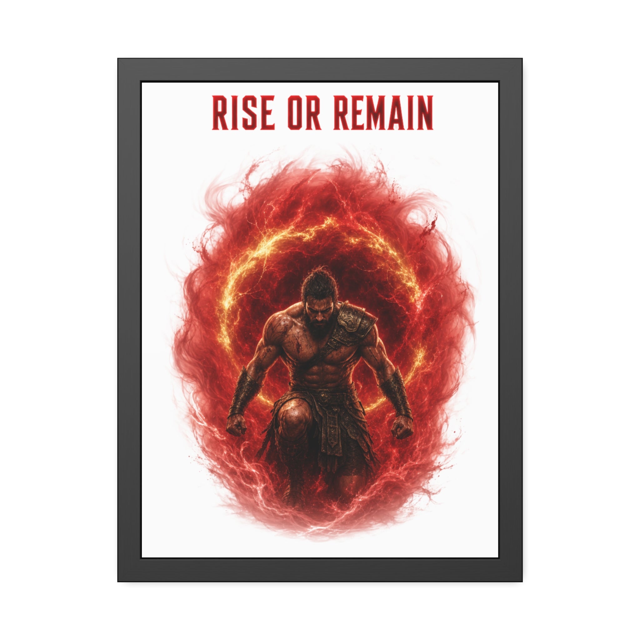 Framed Poster — 'Rise or Remain' Spartan Warrior Wall Art