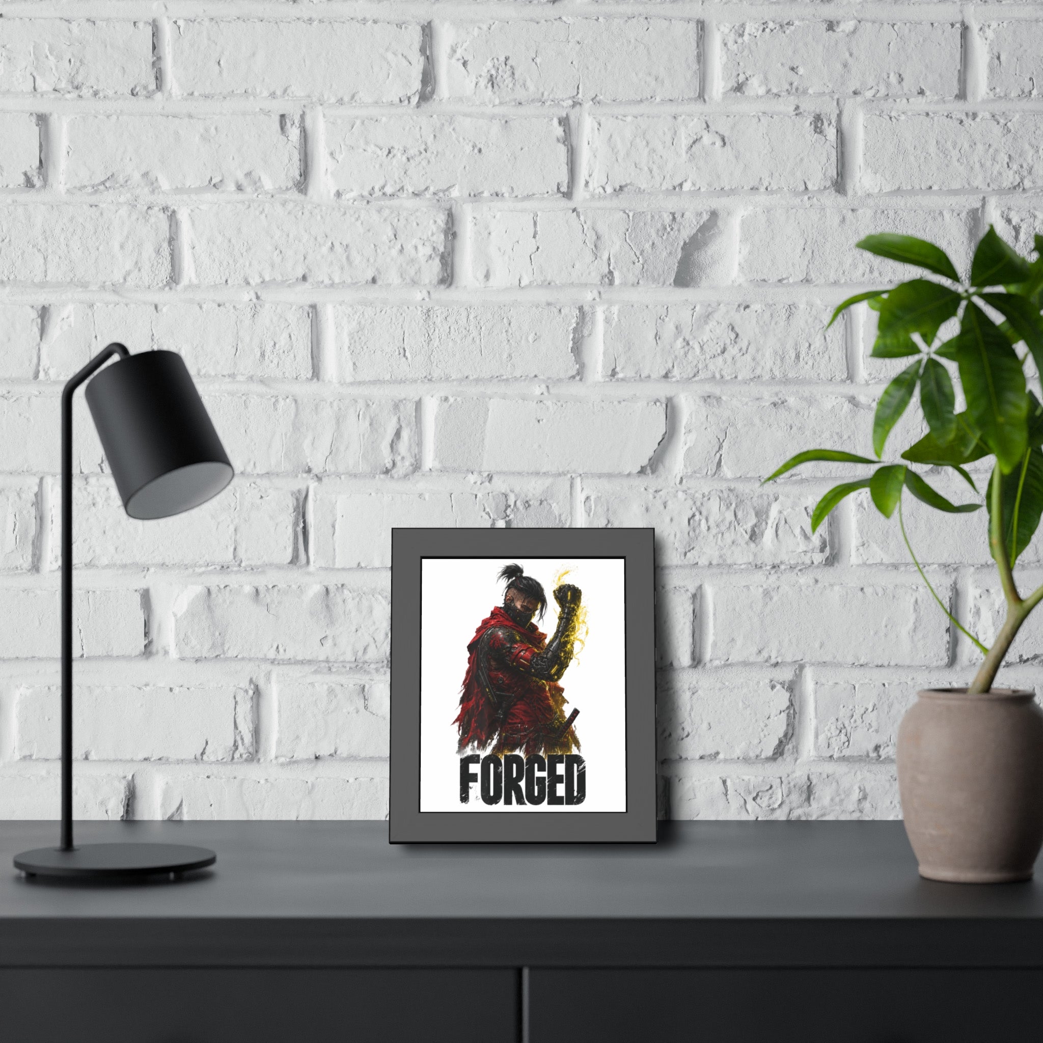 Forged Warrior Framed Poster — Samurai Fantasy Art Print
