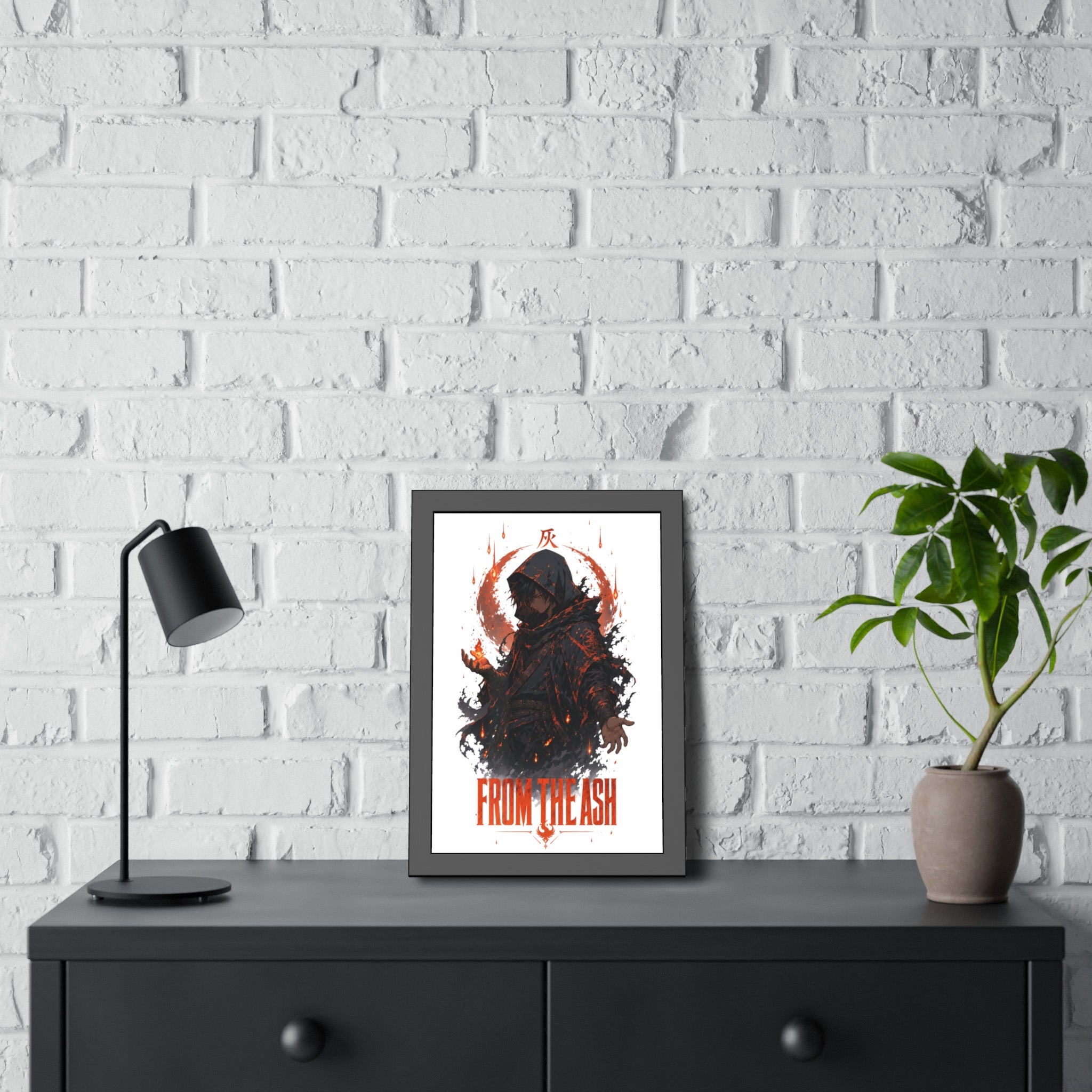 From the Ash Framed Poster — Dark Fantasy Hooded Figure Wall Art