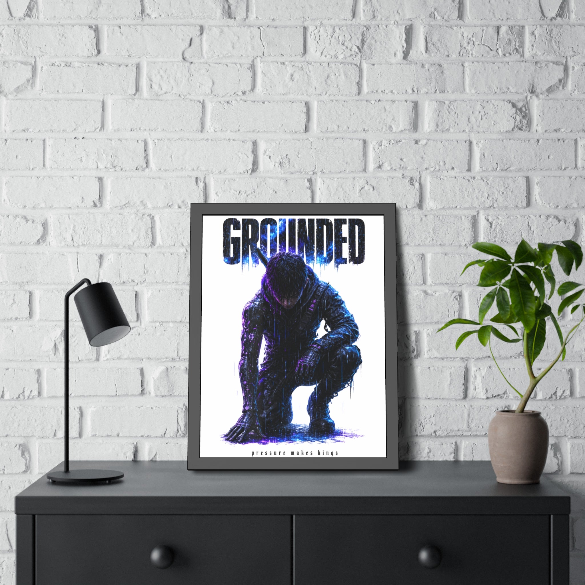 Framed Poster — 'GROUNDED' Motivational Sci‑Fi Art