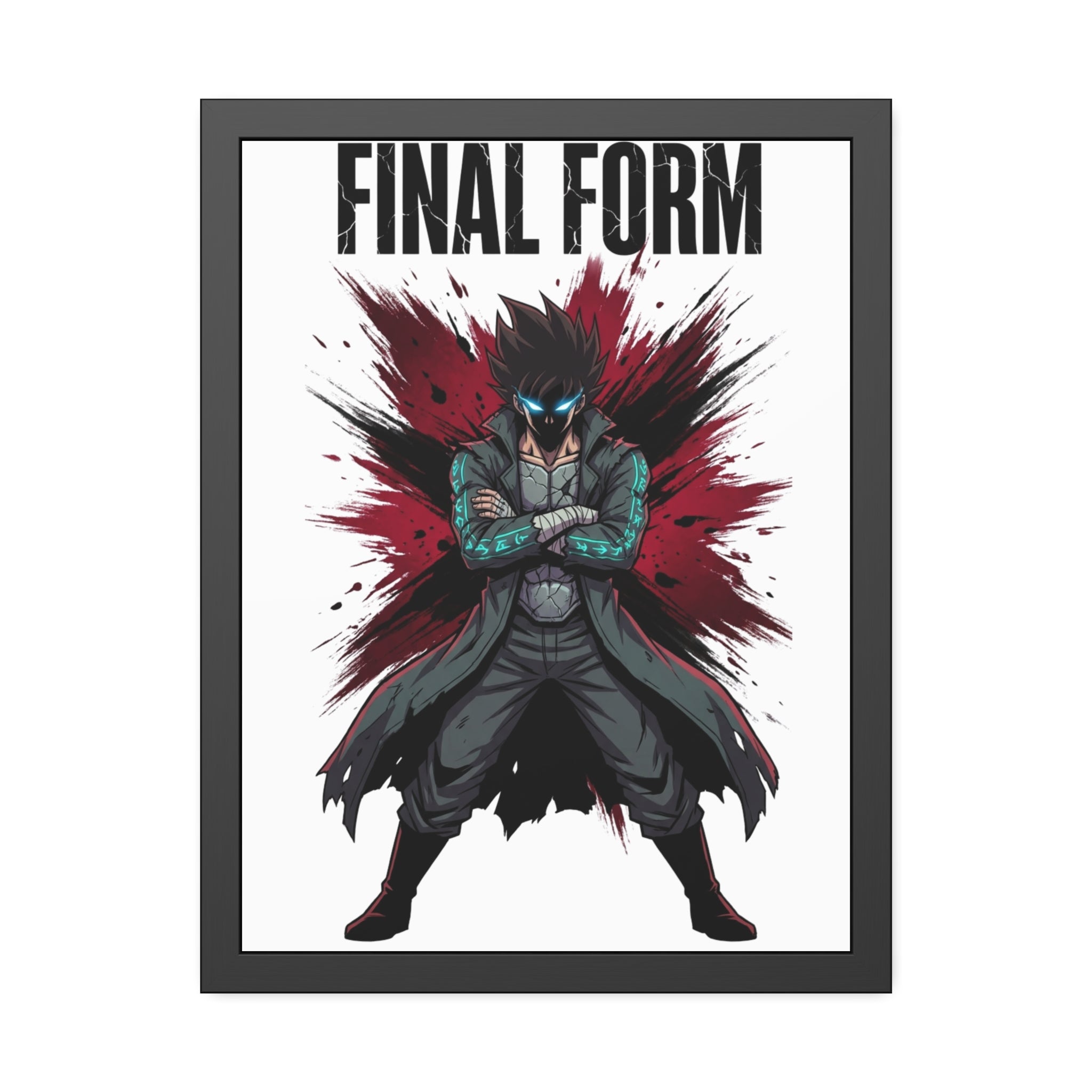 Final Form Framed Poster — Bold Dark Anime Hero Art Print