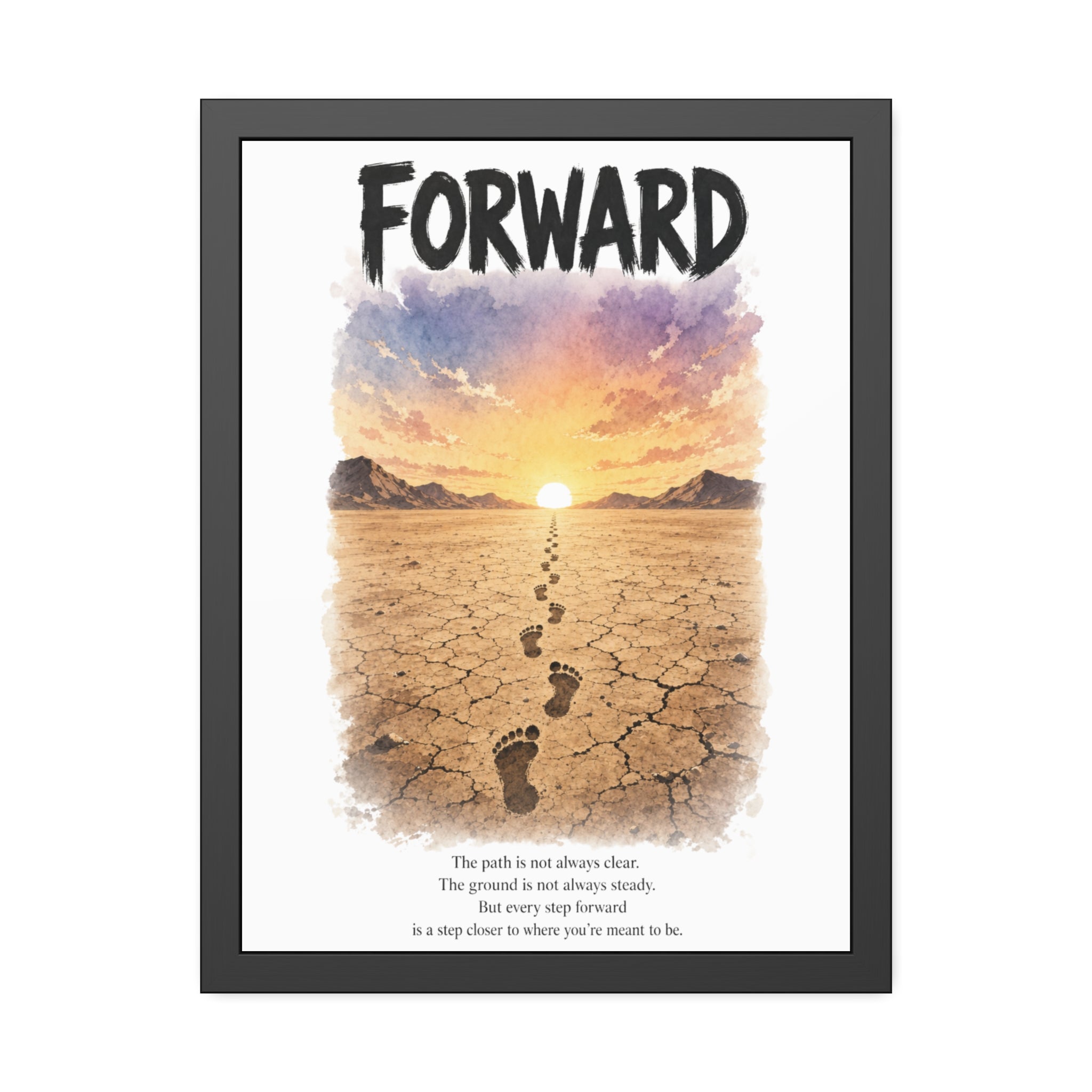 Framed Poster - 'Forward' Motivational Desert Sunrise Wall Art