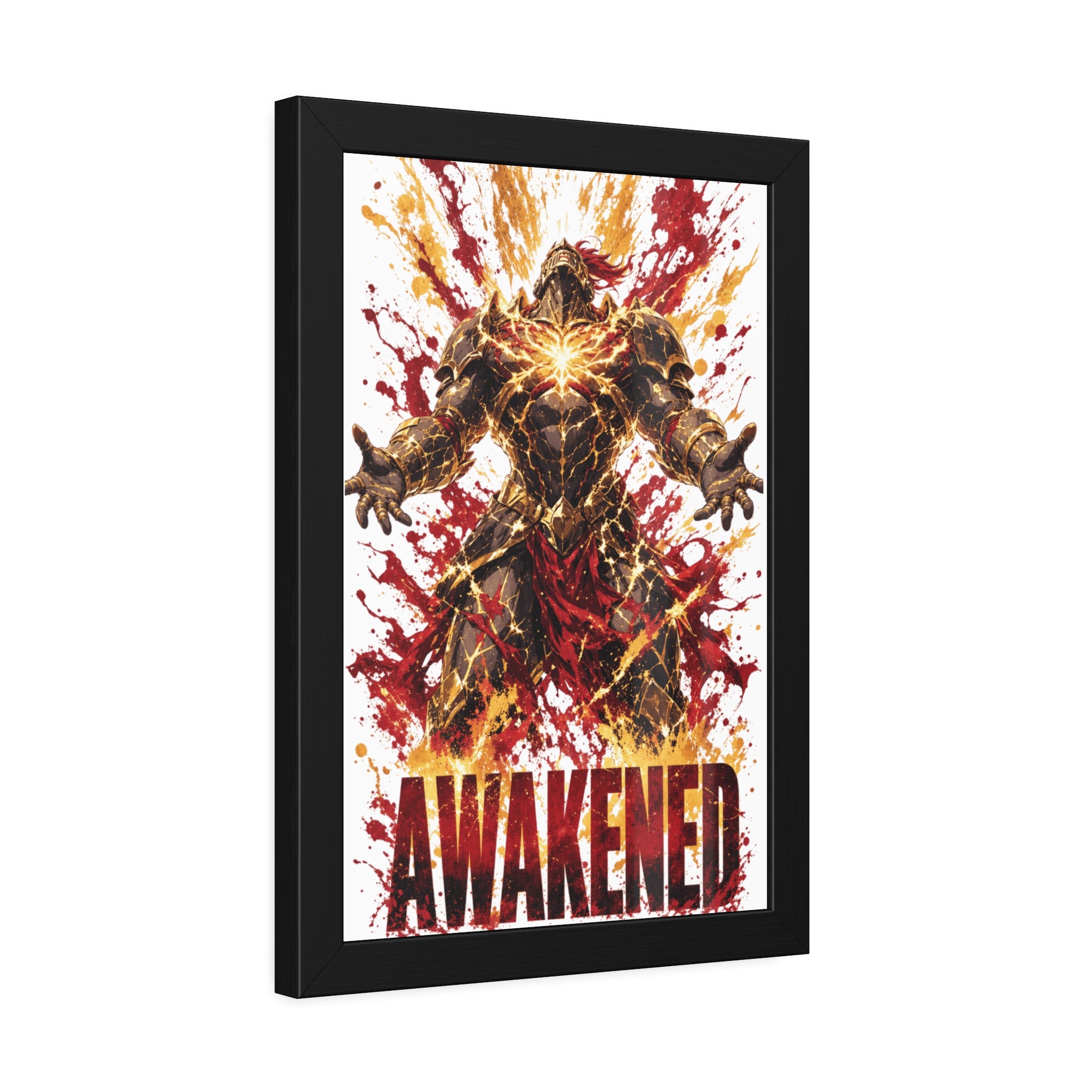 Awakened Fantasy Art Framed Poster — Fiery Hero Wall Print