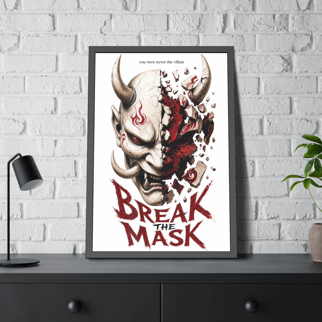 Framed Poster — 'Break the Mask' Oni Horror Art Print