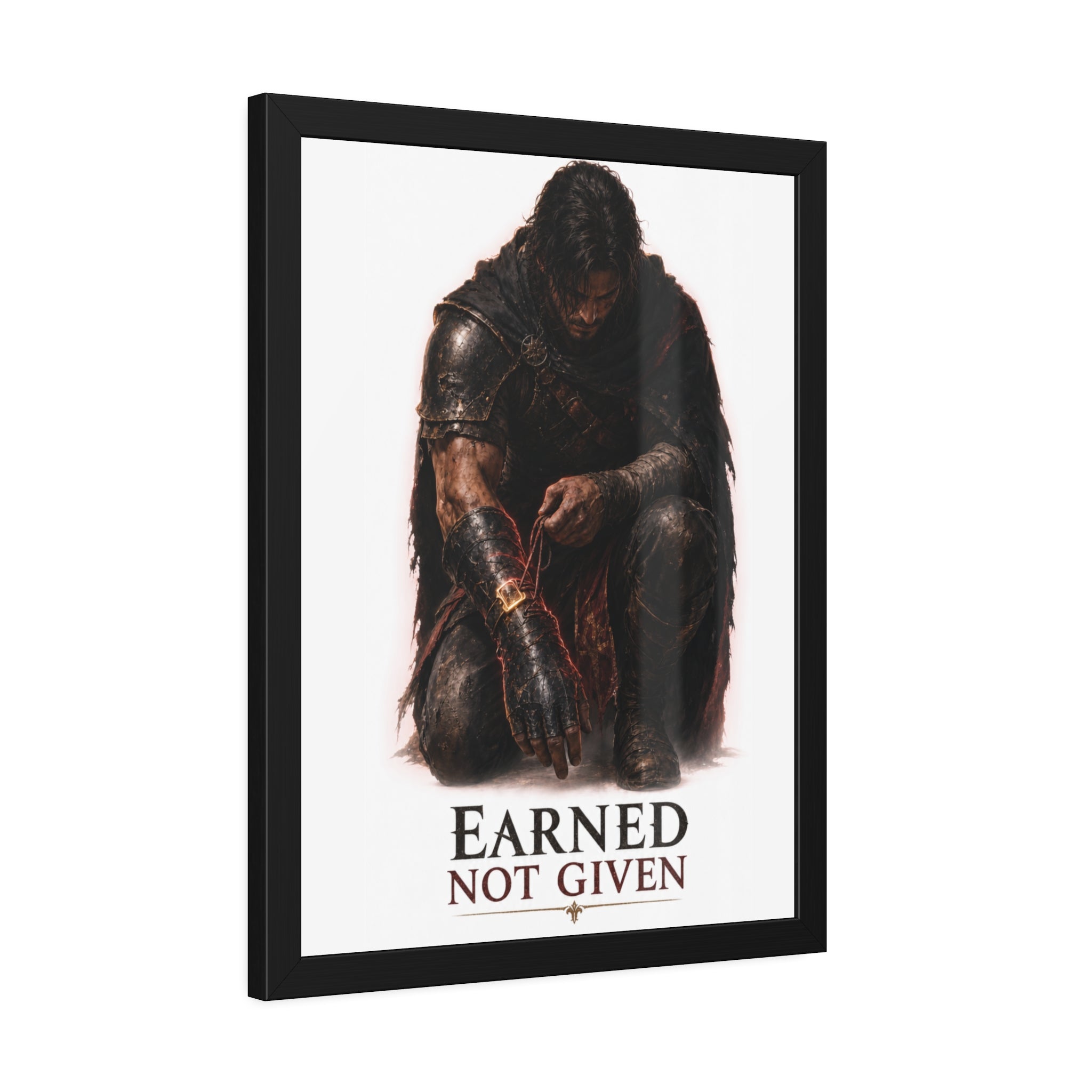 Framed Poster — "Earned Not Given" Knight Wall Art