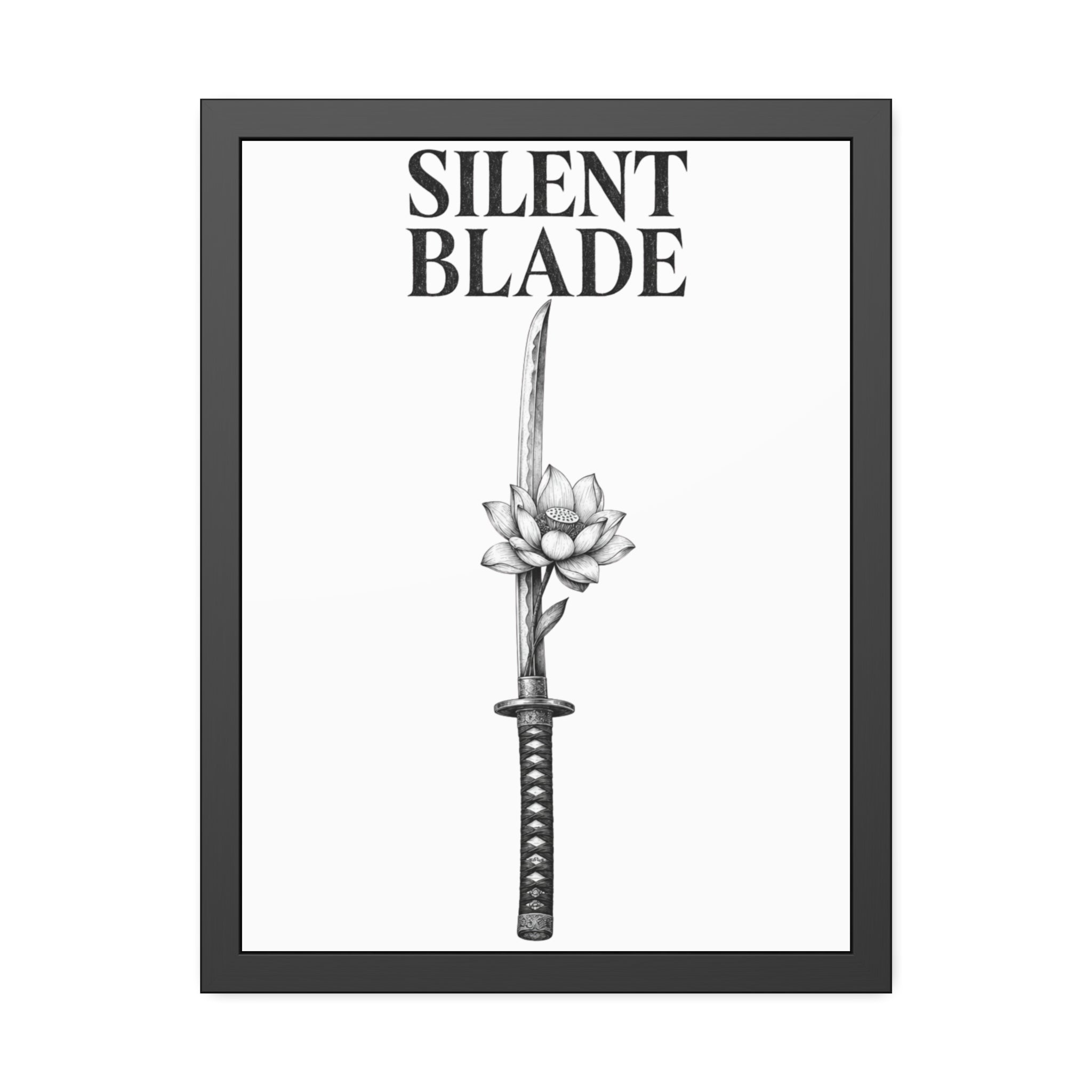 Silent Blade Framed Poster — Minimalist Samurai Sword Art Print