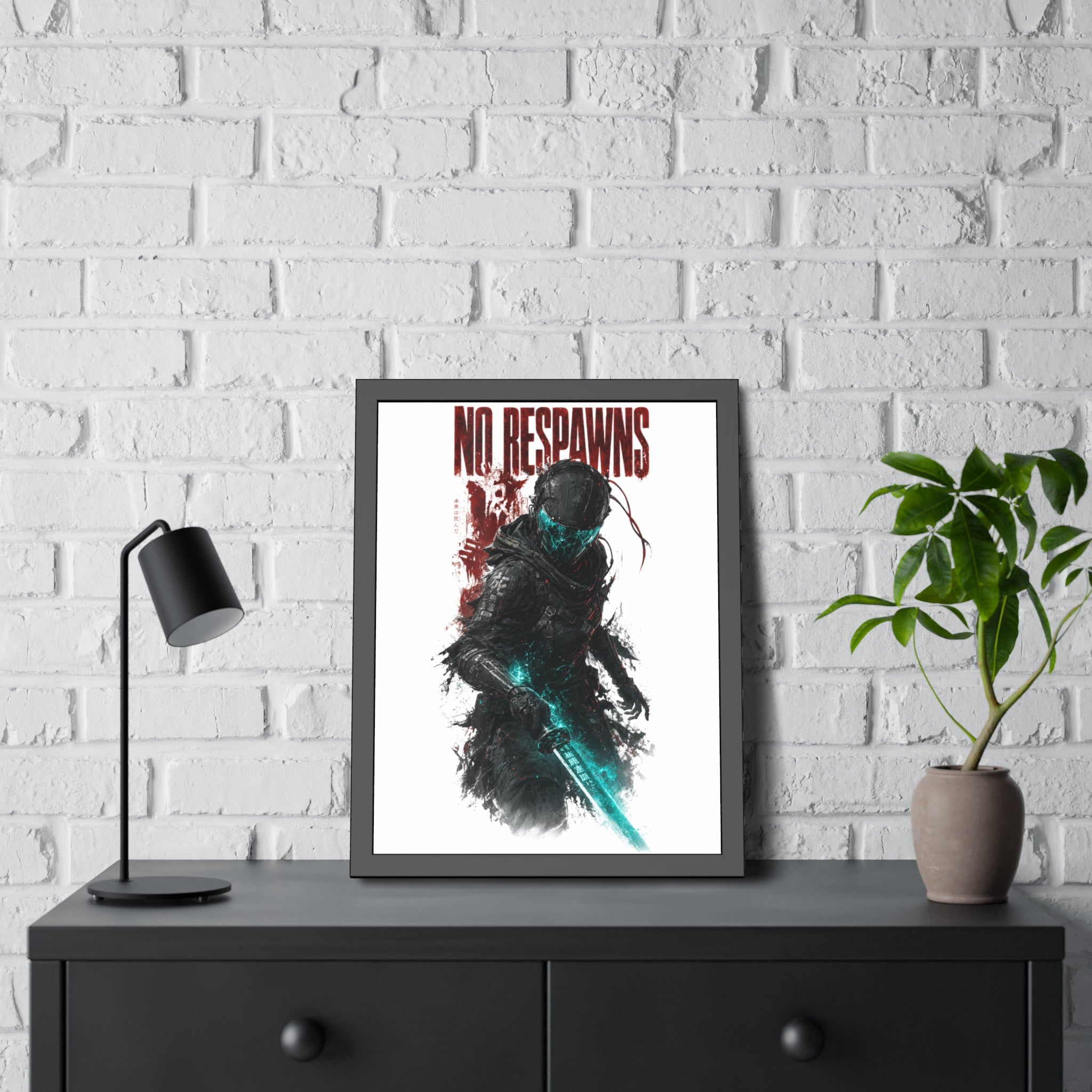 No Respawns Framed Poster — Dark Sci‑Fi Gamer Wall Art