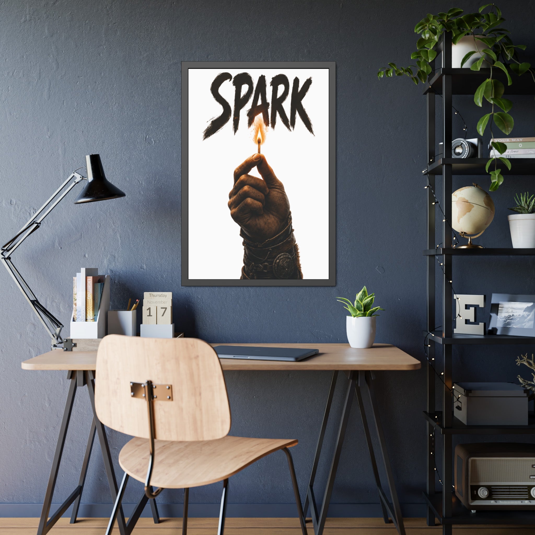 Framed Poster —  Lit Match Spark Wall Art