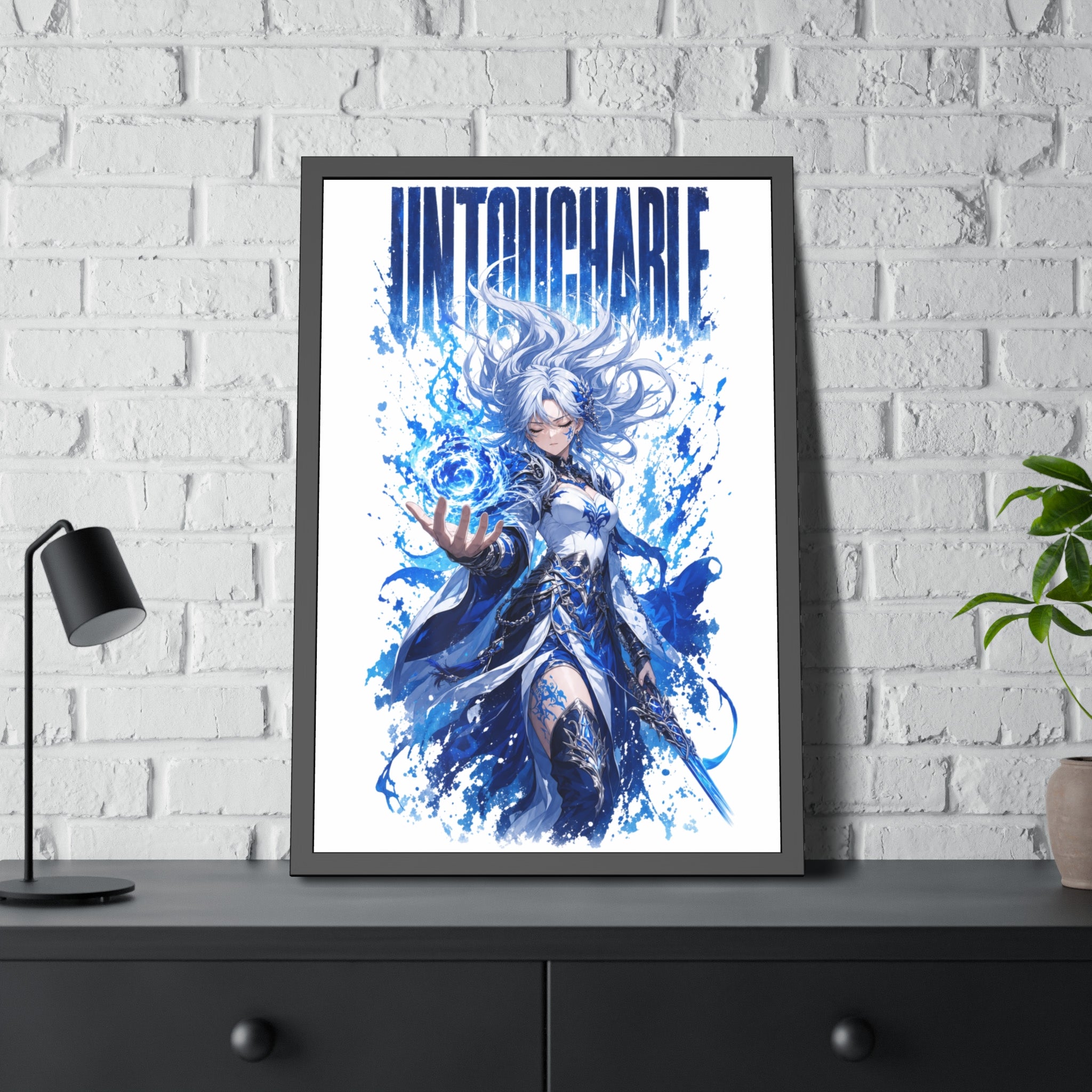 Untouchable Framed Art Poster — Blue Fantasy Sorceress Print