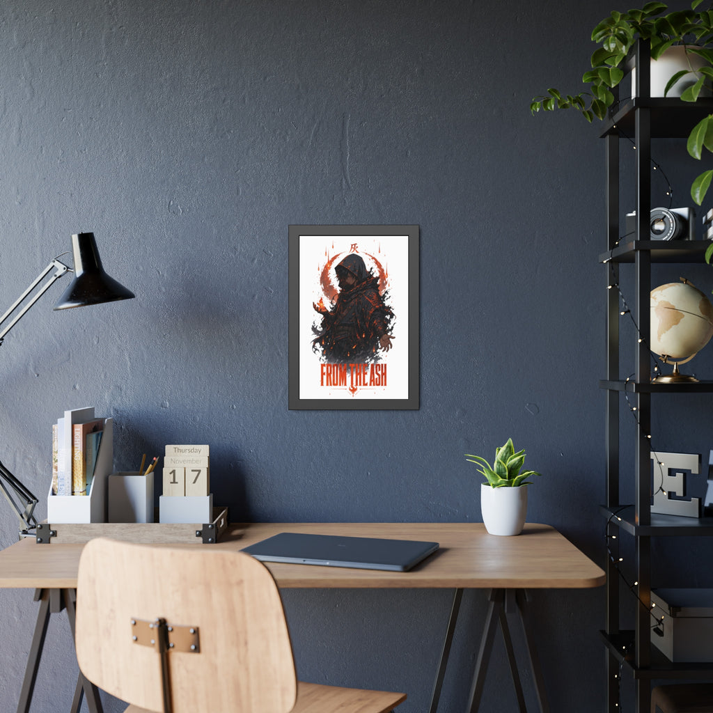 From the Ash Framed Poster — Dark Fantasy Hooded Figure Wall Art