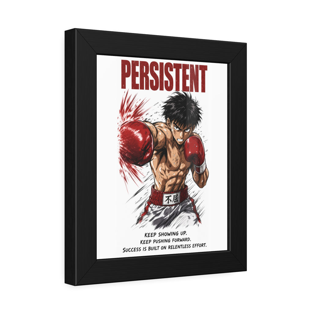 Framed Poster — "Persistent" Motivational Boxing Art