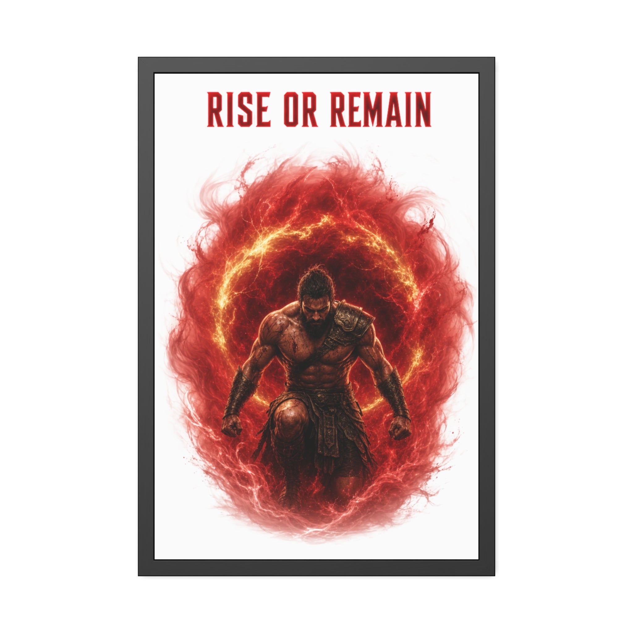 Framed Poster — "Rise or Remain" Spartan Warrior Wall Art
