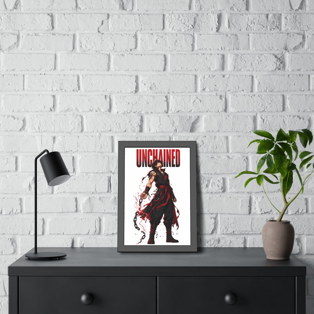 Unchained Warrior Framed Poster — Anime Fighter Wall Art