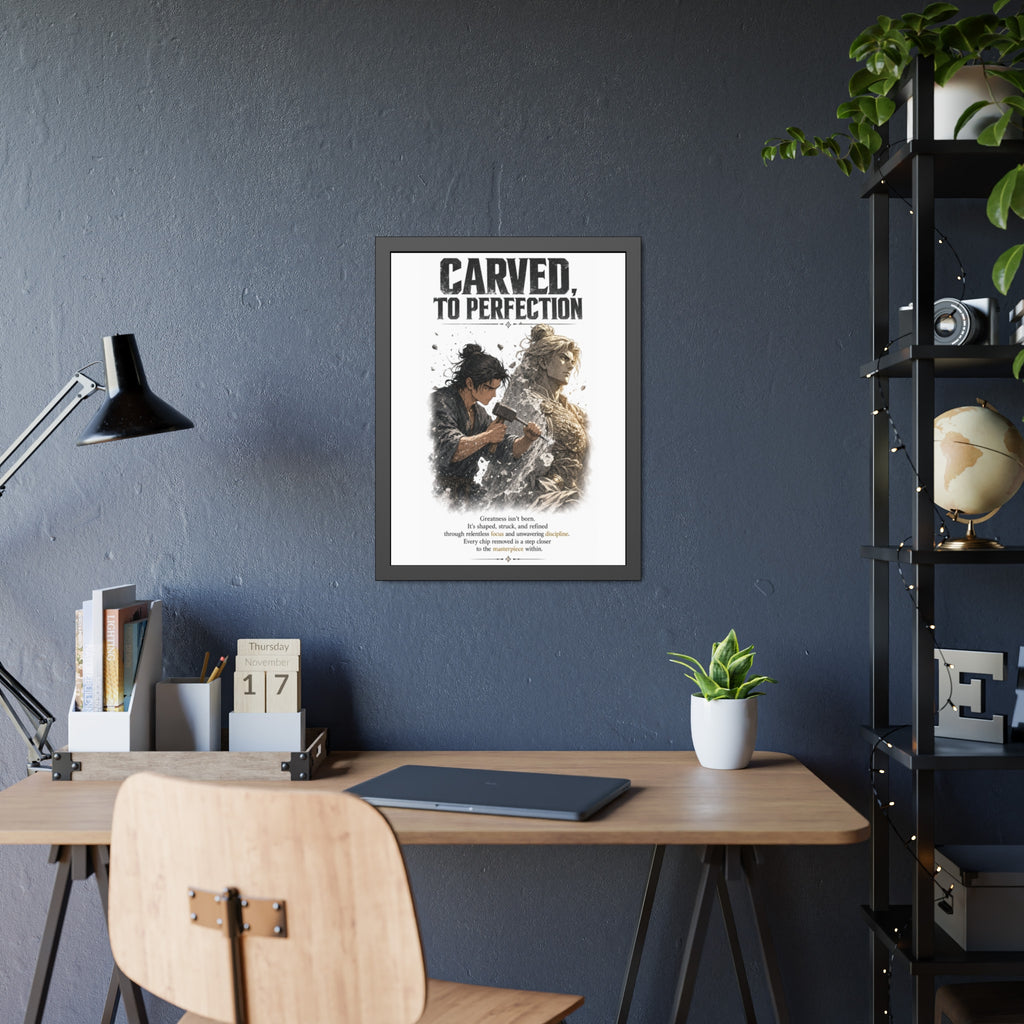 Framed Poster — "Carved to Perfection" Inspirational Sculpture Art