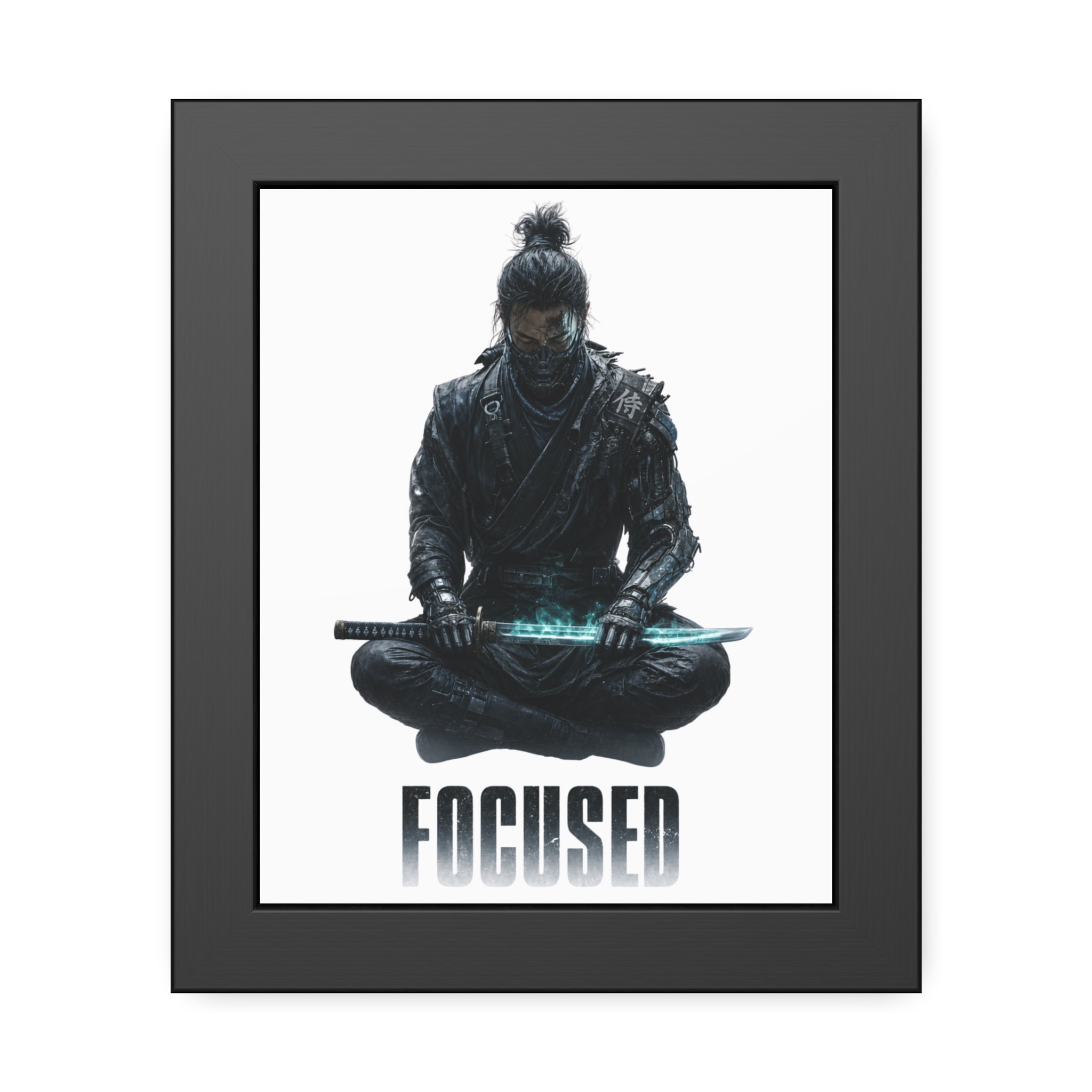 Focused Samurai Framed Poster — Motivational Wall Art