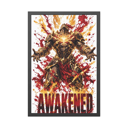 Awakened Fantasy Art Framed Poster — Fiery Hero Wall Print