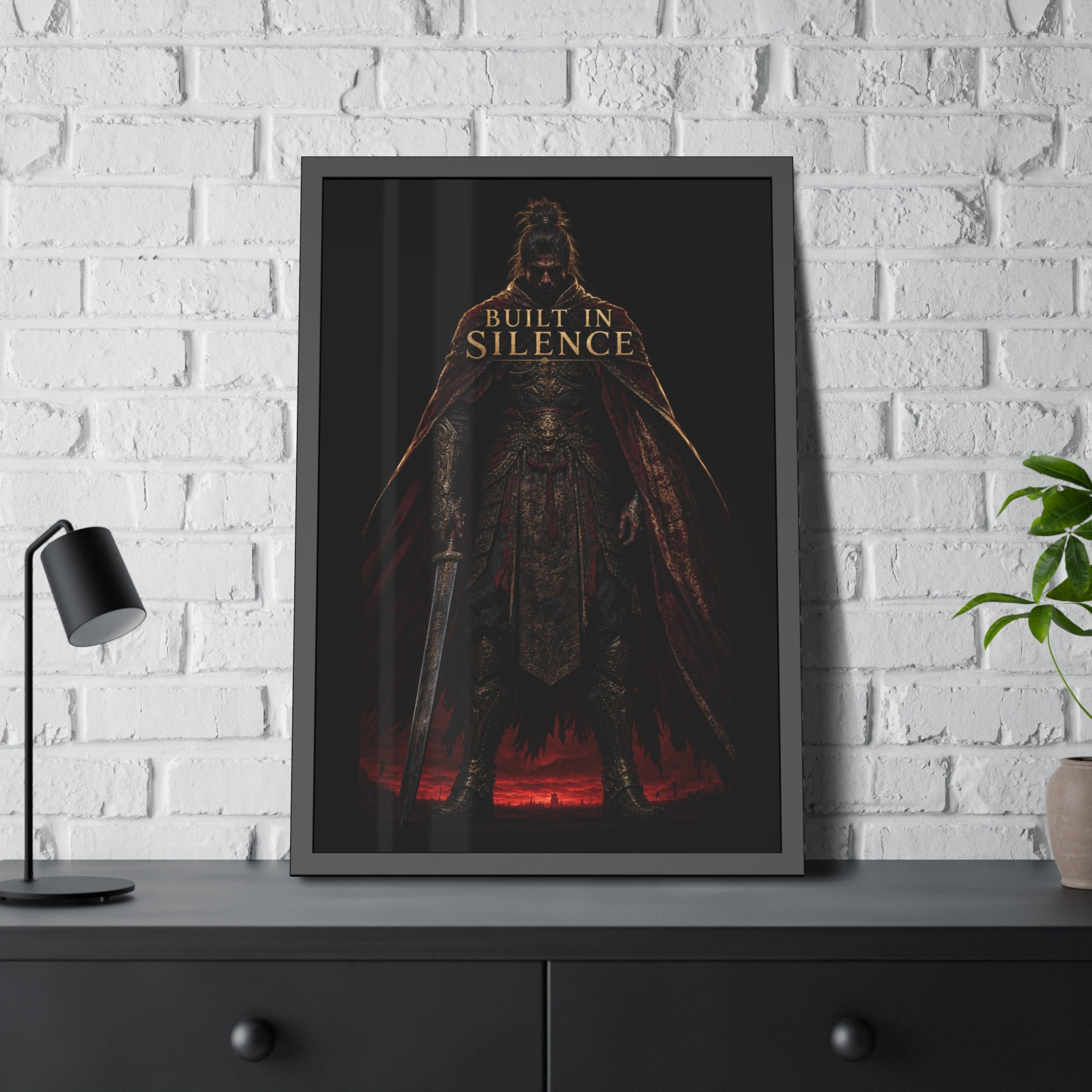 Built In Silence — Framed Poster (Dark Fantasy Knight Art)