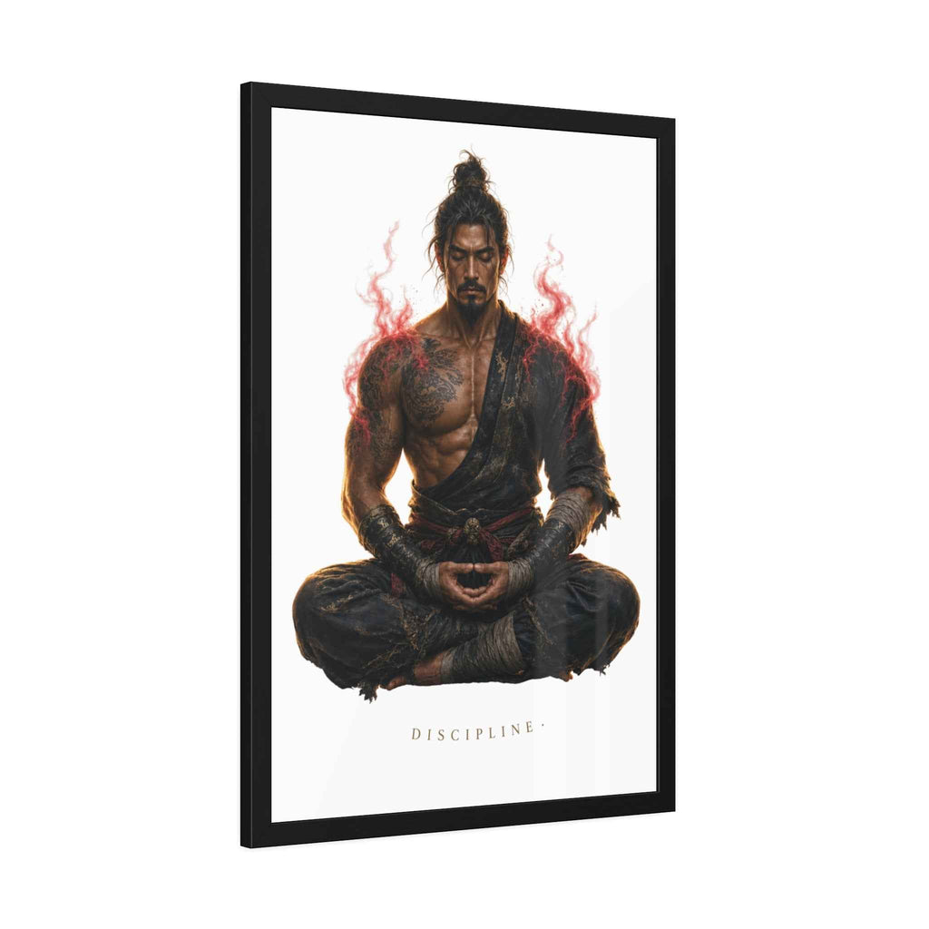 Framed Poster — 'Discipline' Meditating Samurai Art Print