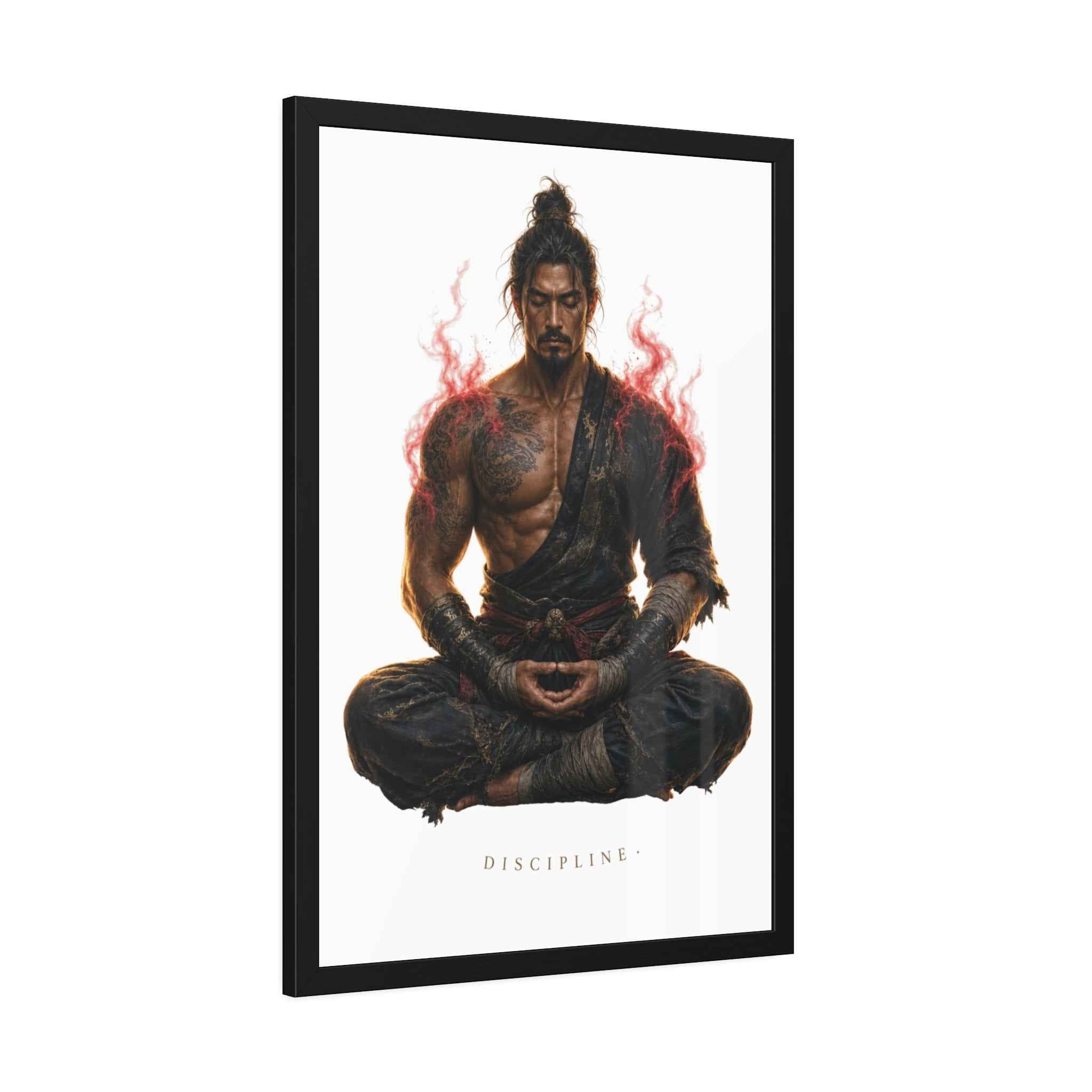 Framed Poster — 'Discipline' Meditating Samurai Art Print