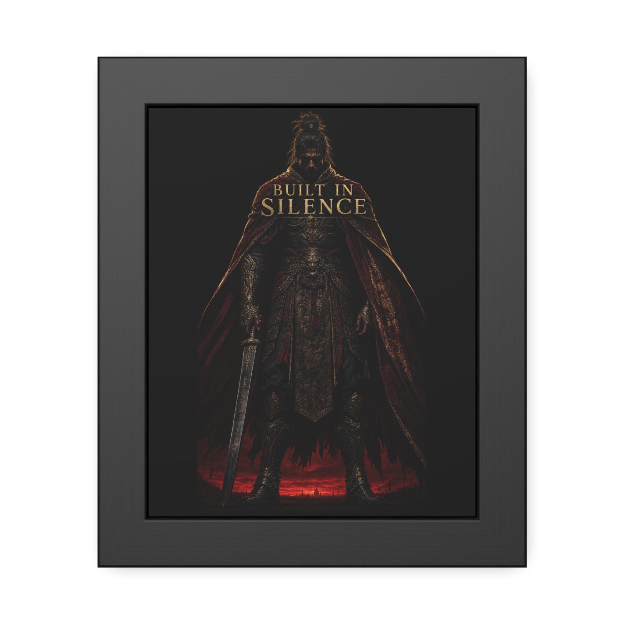 Built In Silence — Framed Poster (Dark Fantasy Knight Art)