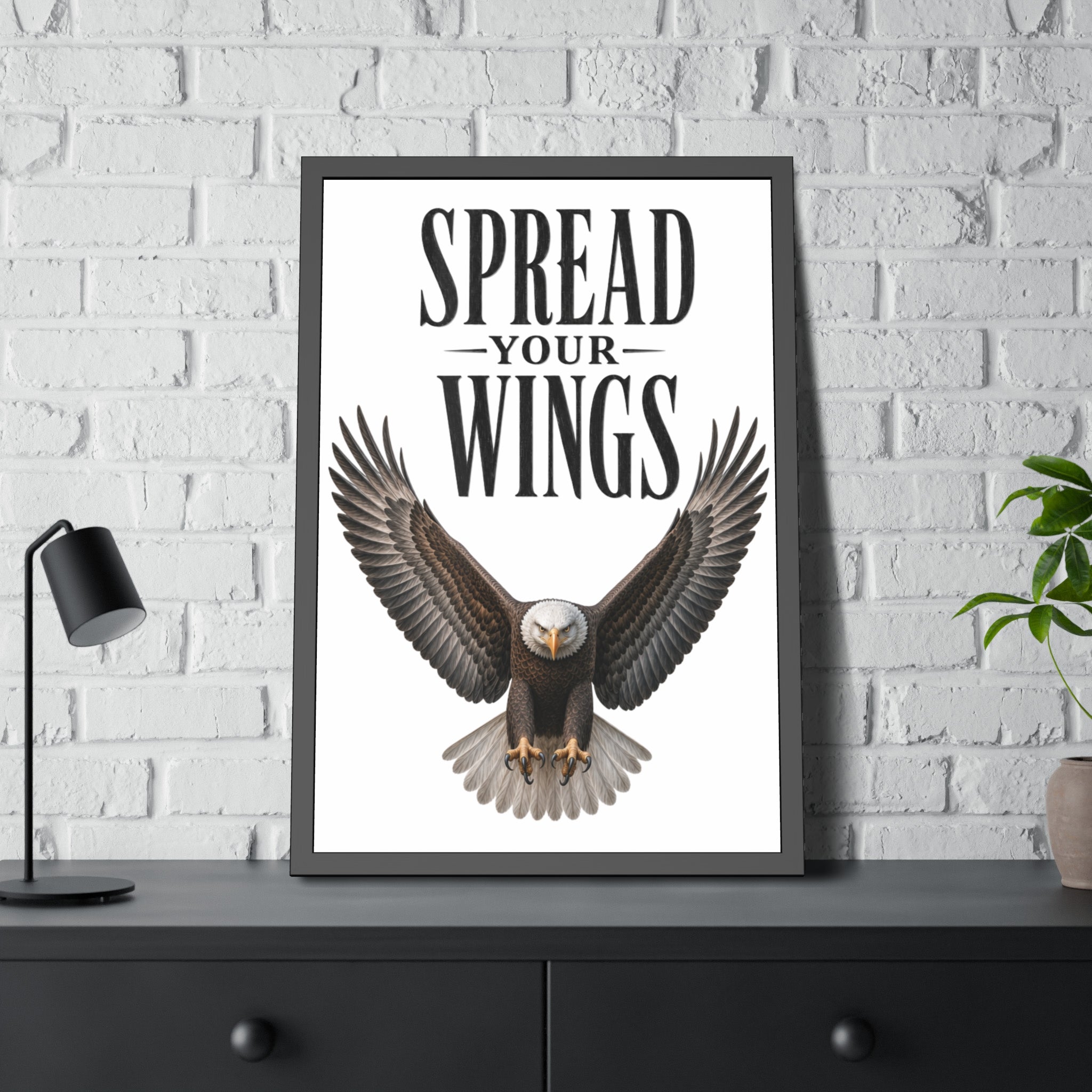 Framed Poster - "Spread Your Wings" Eagle Wall Art,