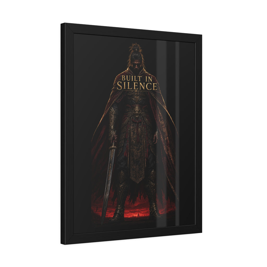 Built In Silence — Framed Poster (Dark Fantasy Knight Art)