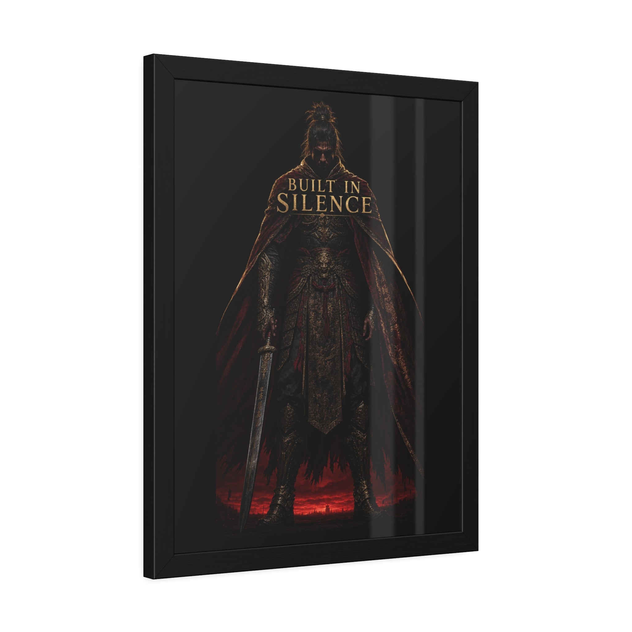 Built In Silence — Framed Poster (Dark Fantasy Knight Art)