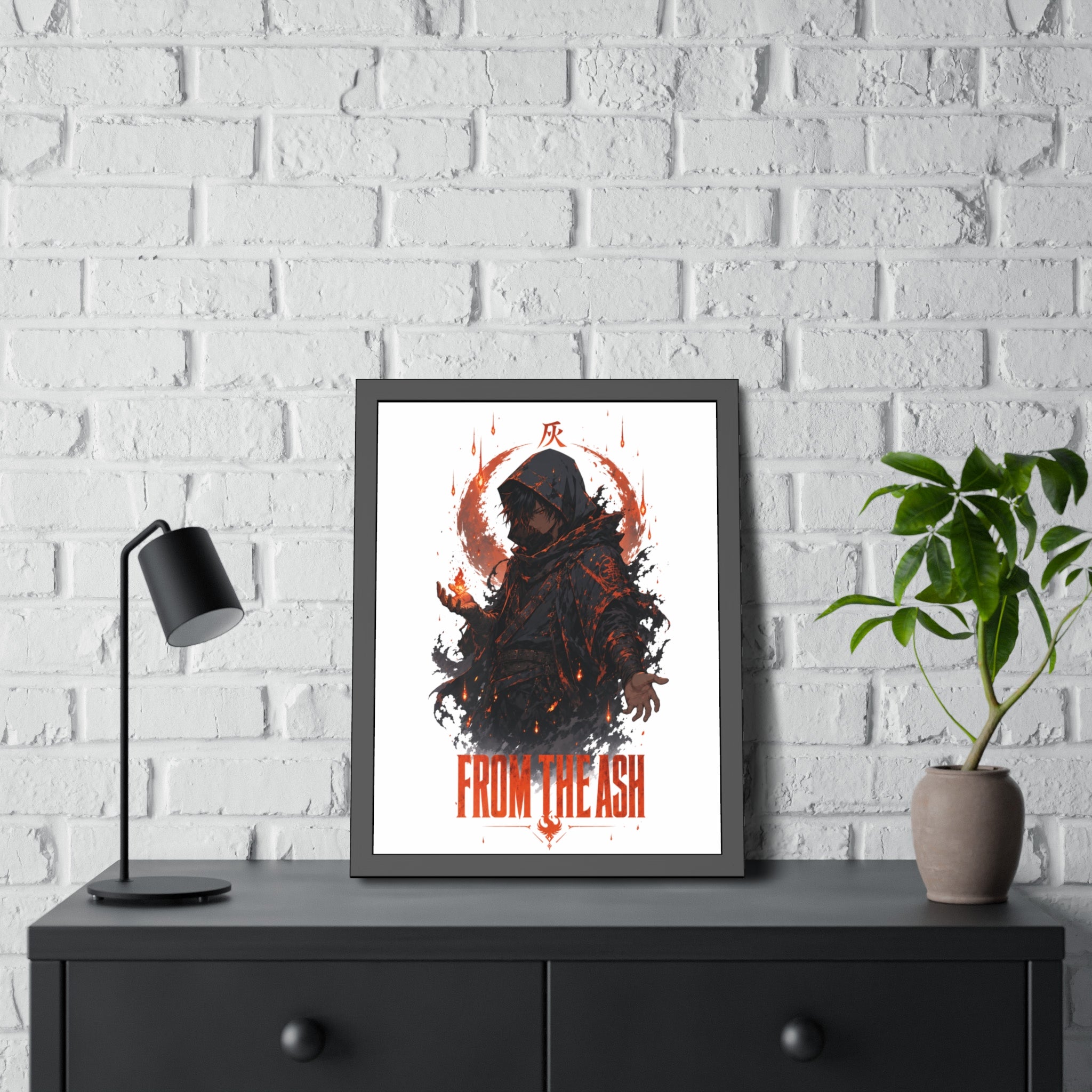 From the Ash Framed Poster — Dark Fantasy Hooded Figure Wall Art
