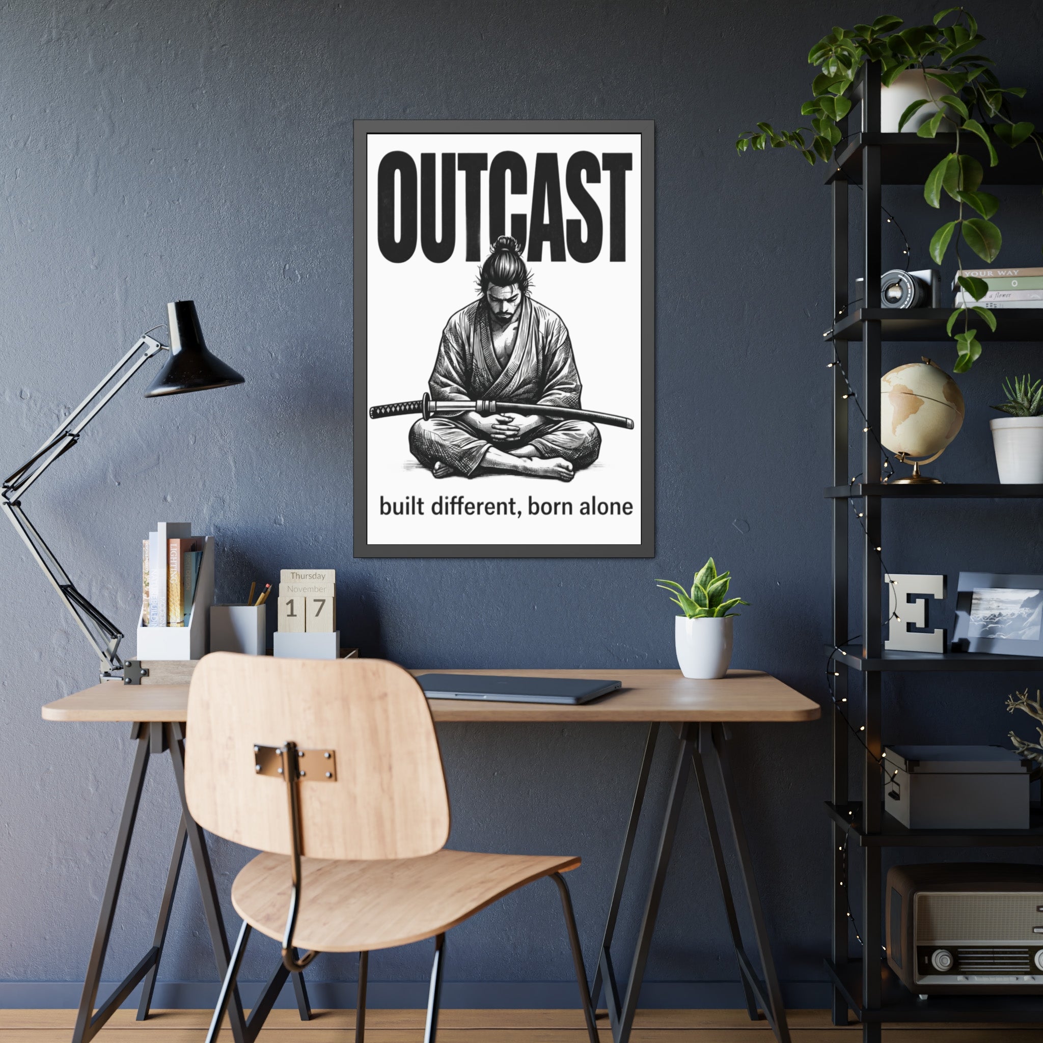 Framed Poster — OUTCAST Samurai Meditation 'built different, born alone'