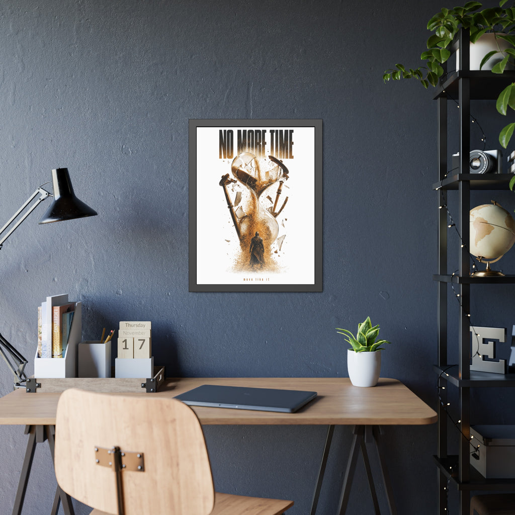 Framed Poster — "No More Time" Hourglass Art Print