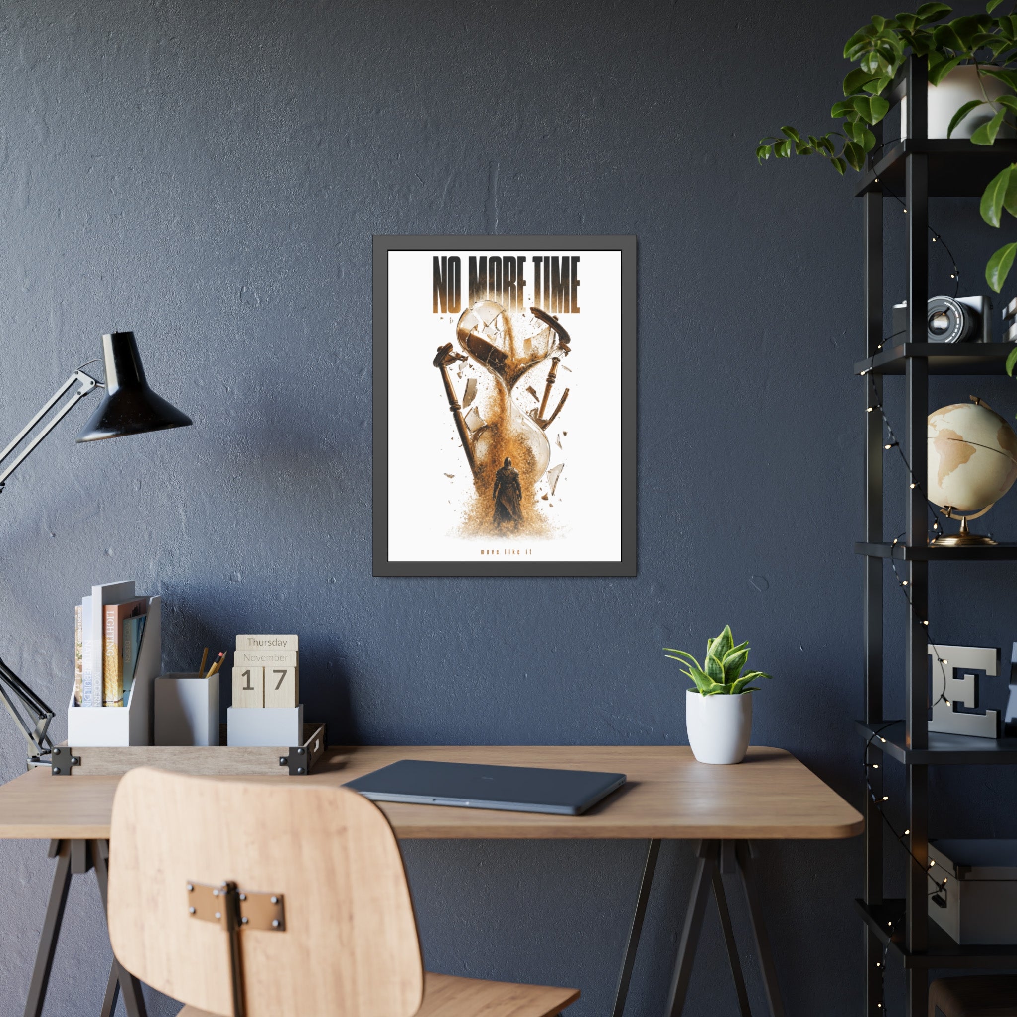Framed Poster — "No More Time" Hourglass Art Print