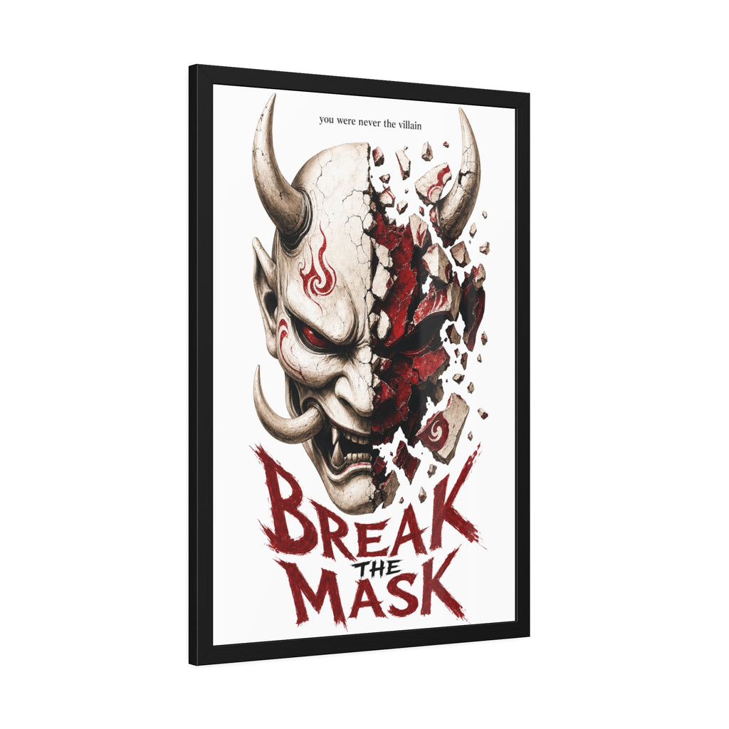 Framed Poster — 'Break the Mask' Oni Horror Art Print