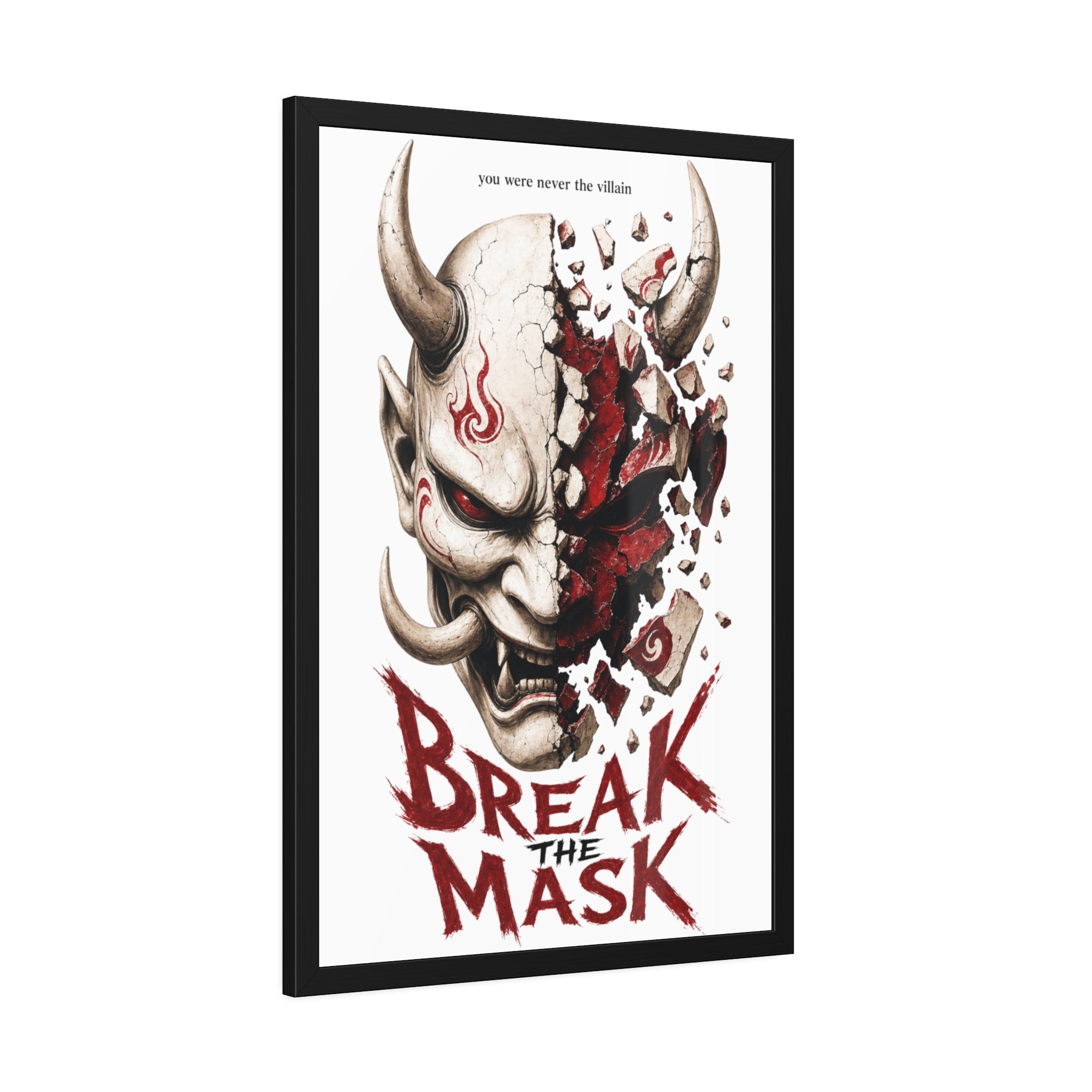 Framed Poster — 'Break the Mask' Oni Horror Art Print