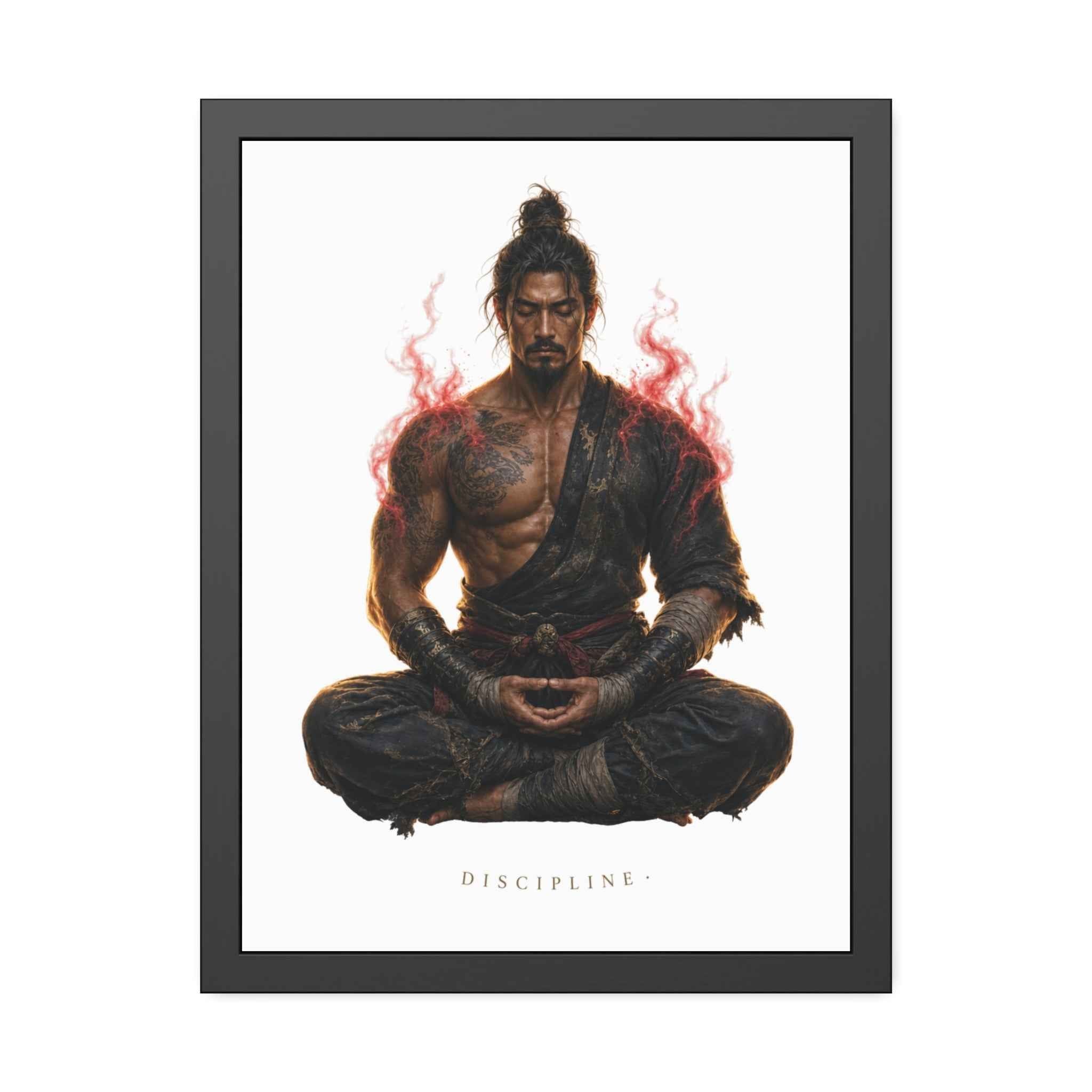 Framed Poster — 'Discipline' Meditating Samurai Art Print
