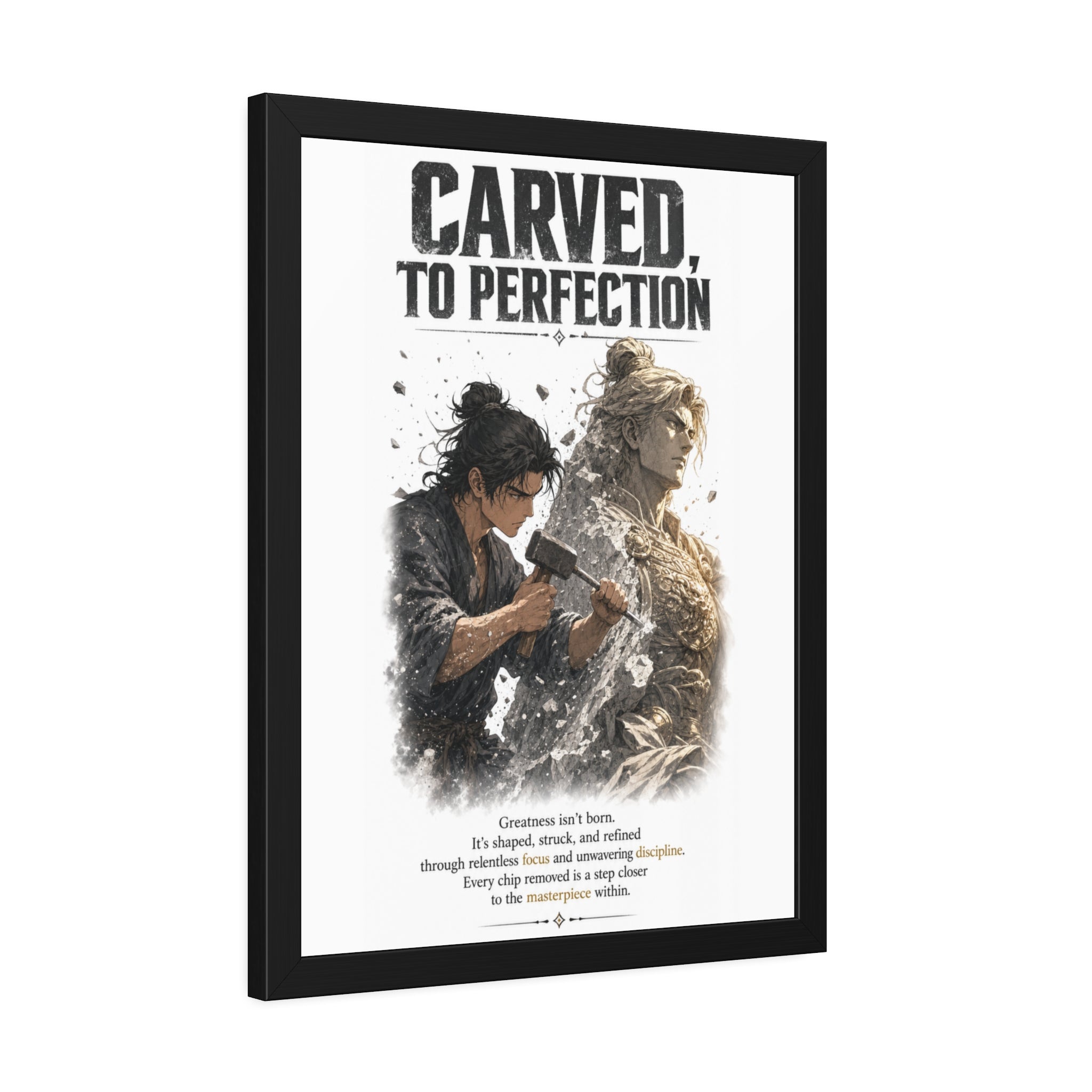 Framed Poster — "Carved to Perfection" Inspirational Sculpture Art