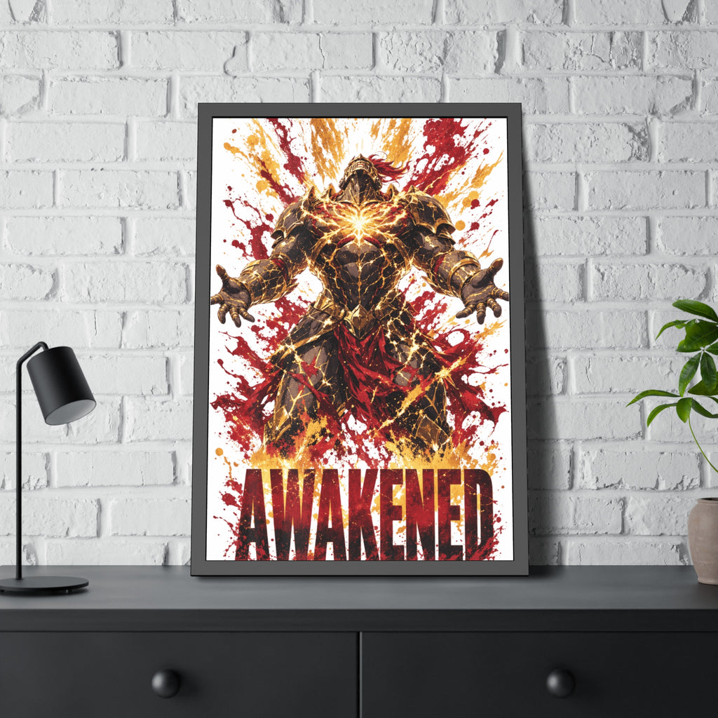 Awakened Fantasy Art Framed Poster — Fiery Hero Wall Print