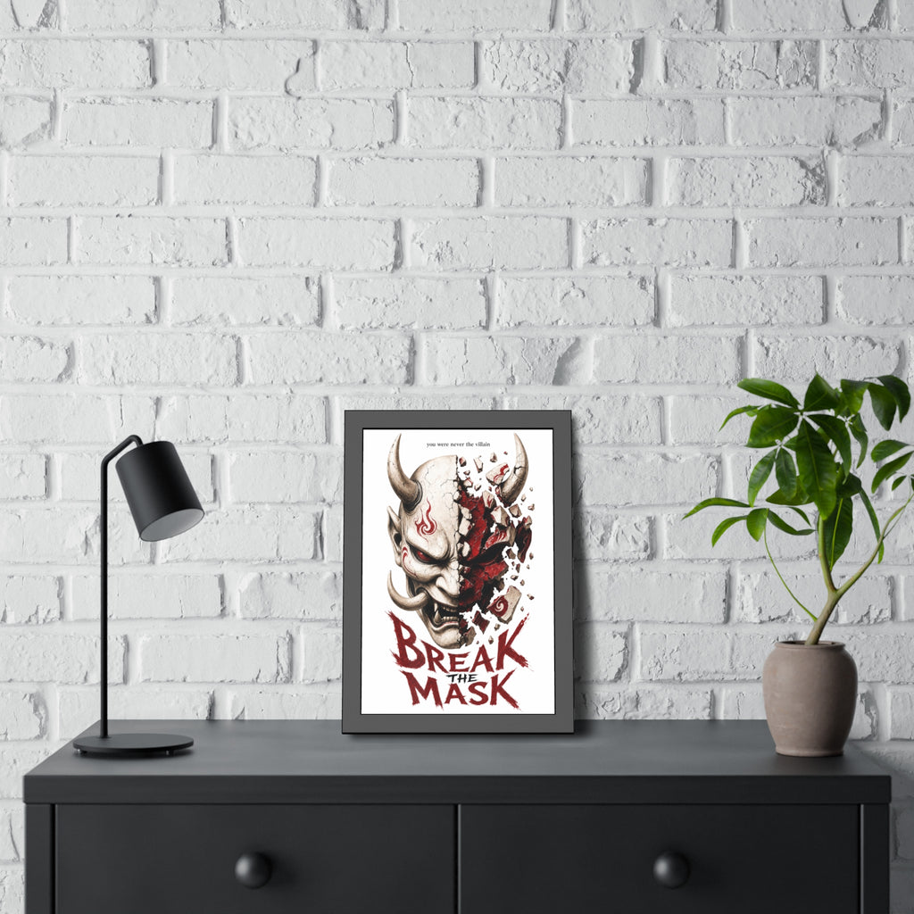 Framed Poster — 'Break the Mask' Oni Horror Art Print