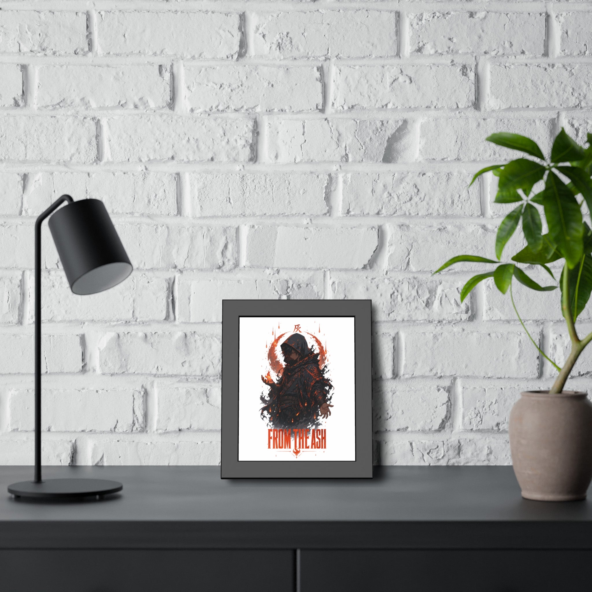 From the Ash Framed Poster — Dark Fantasy Hooded Figure Wall Art
