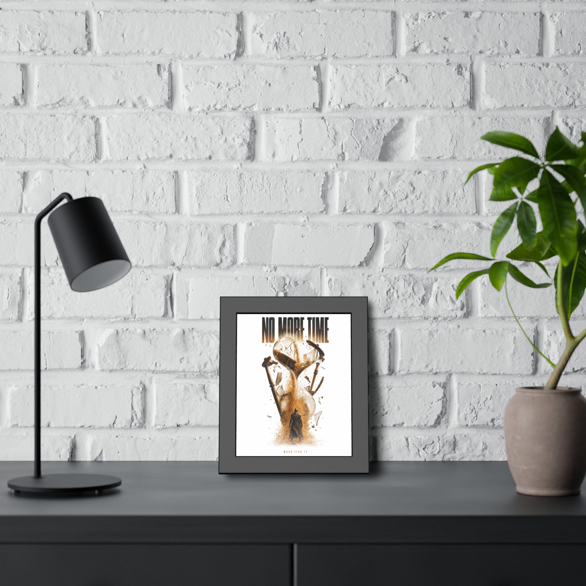 Framed Poster — "No More Time" Hourglass Art Print