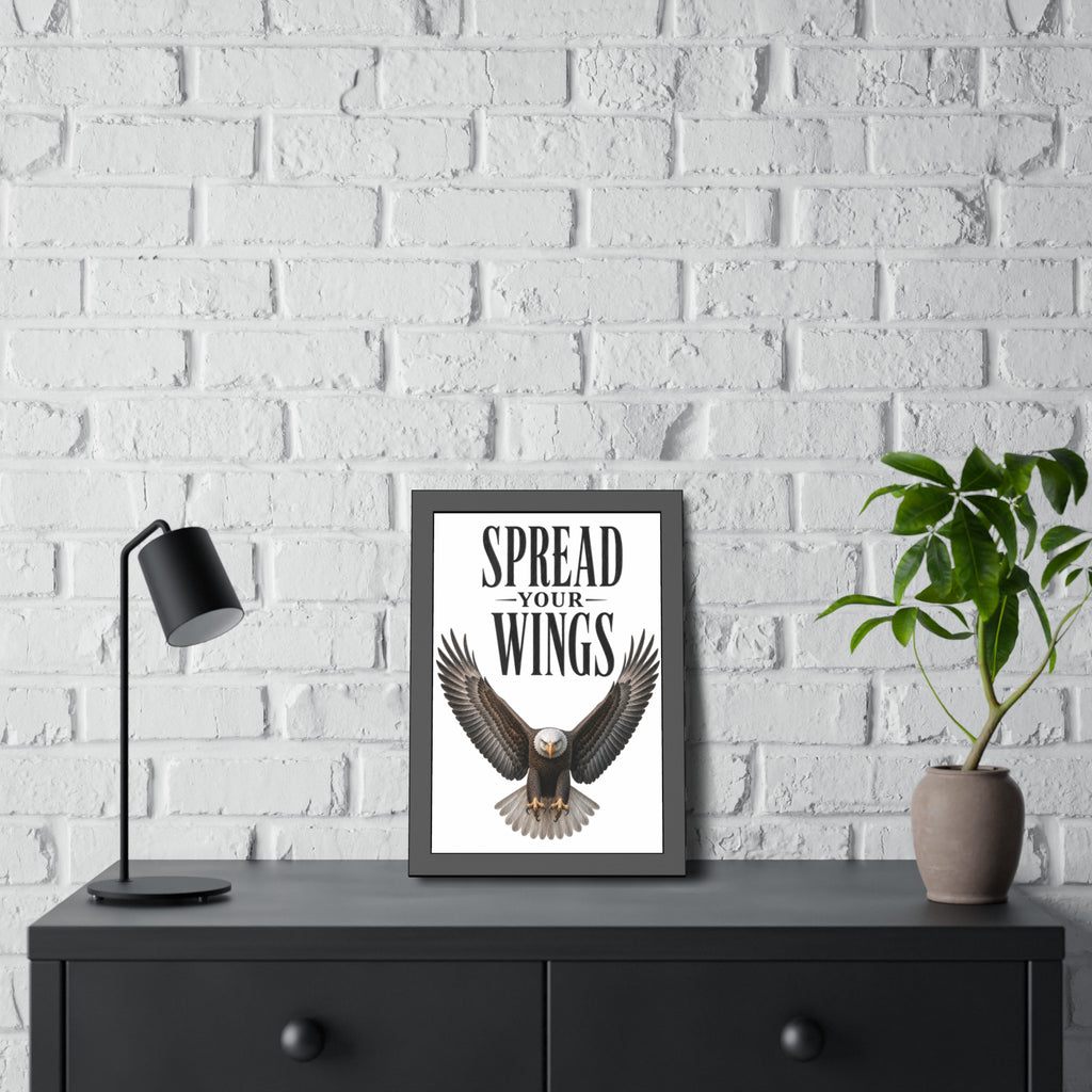 Framed Poster - "Spread Your Wings" Eagle Wall Art,