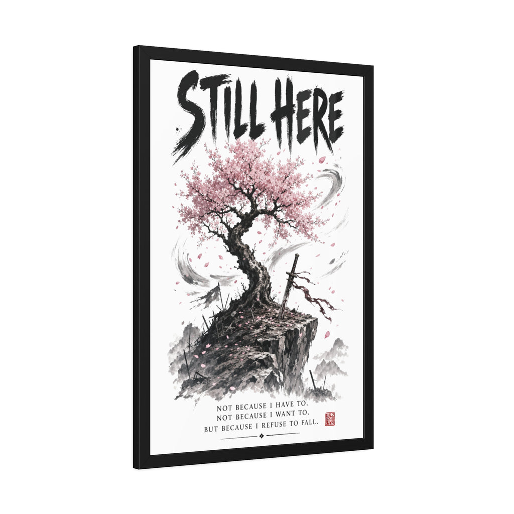 Framed Poster - "Still Here" Sakura Tree Resilience Art Print