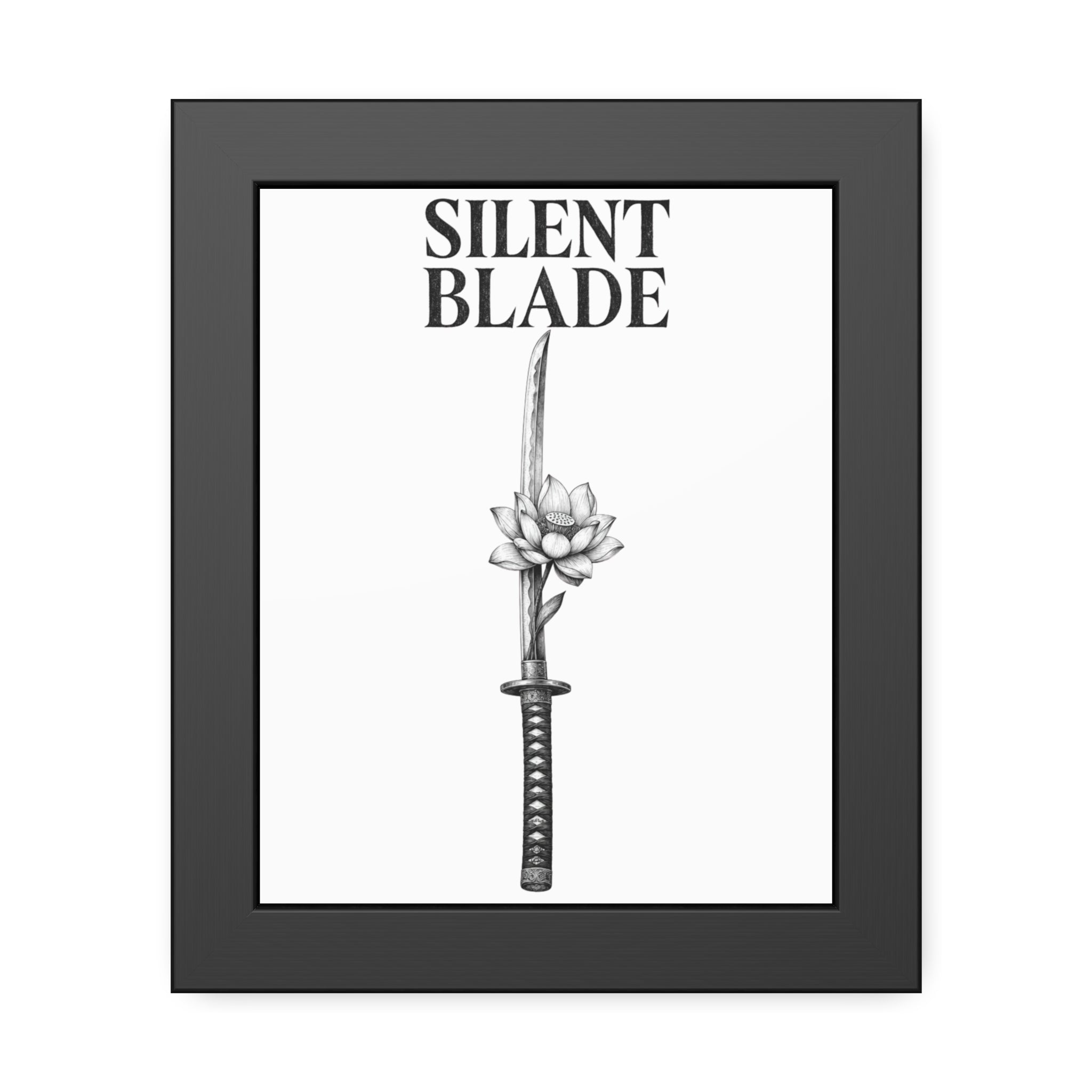 Silent Blade Framed Poster — Minimalist Samurai Sword Art Print